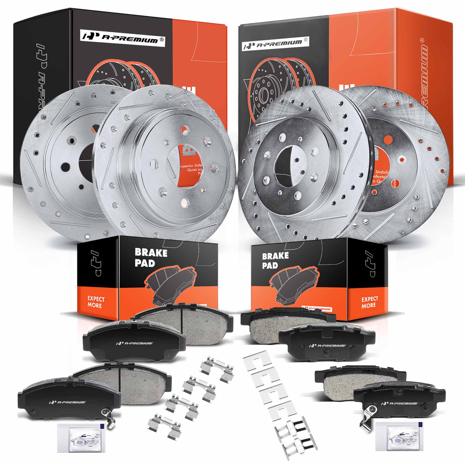APBRPS066 Front & Rear Drilled Rotors & Ceramic Brake Pads