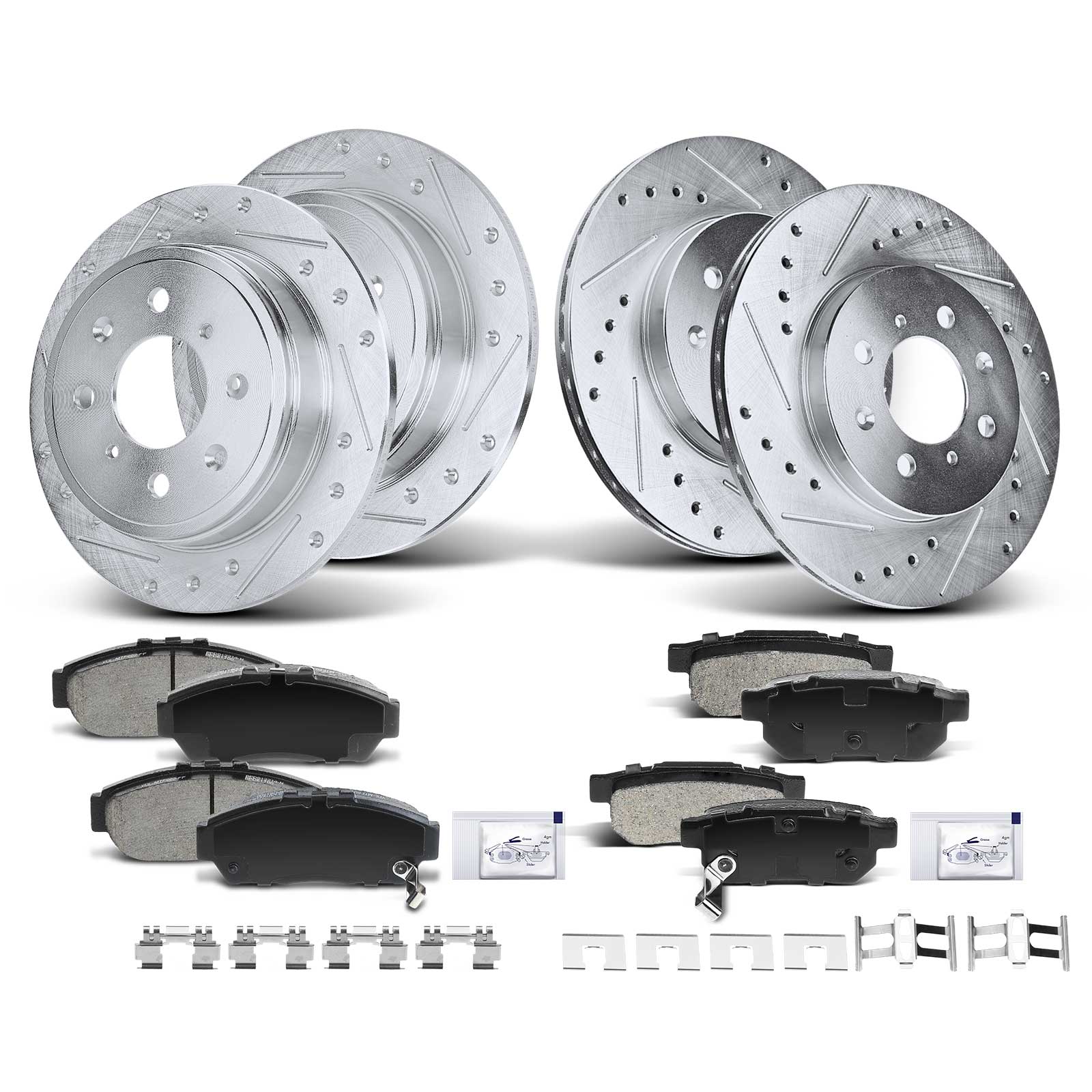 APBRPS066 Front & Rear Drilled Rotors & Ceramic Brake Pads - Image 2