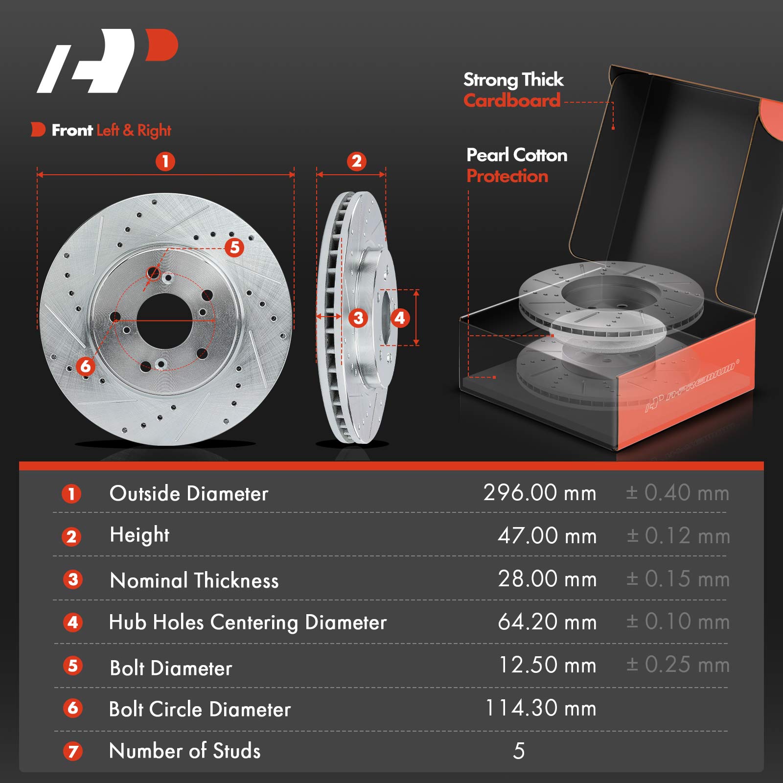 APBRPS066 Front & Rear Drilled Rotors & Ceramic Brake Pads - Image 3