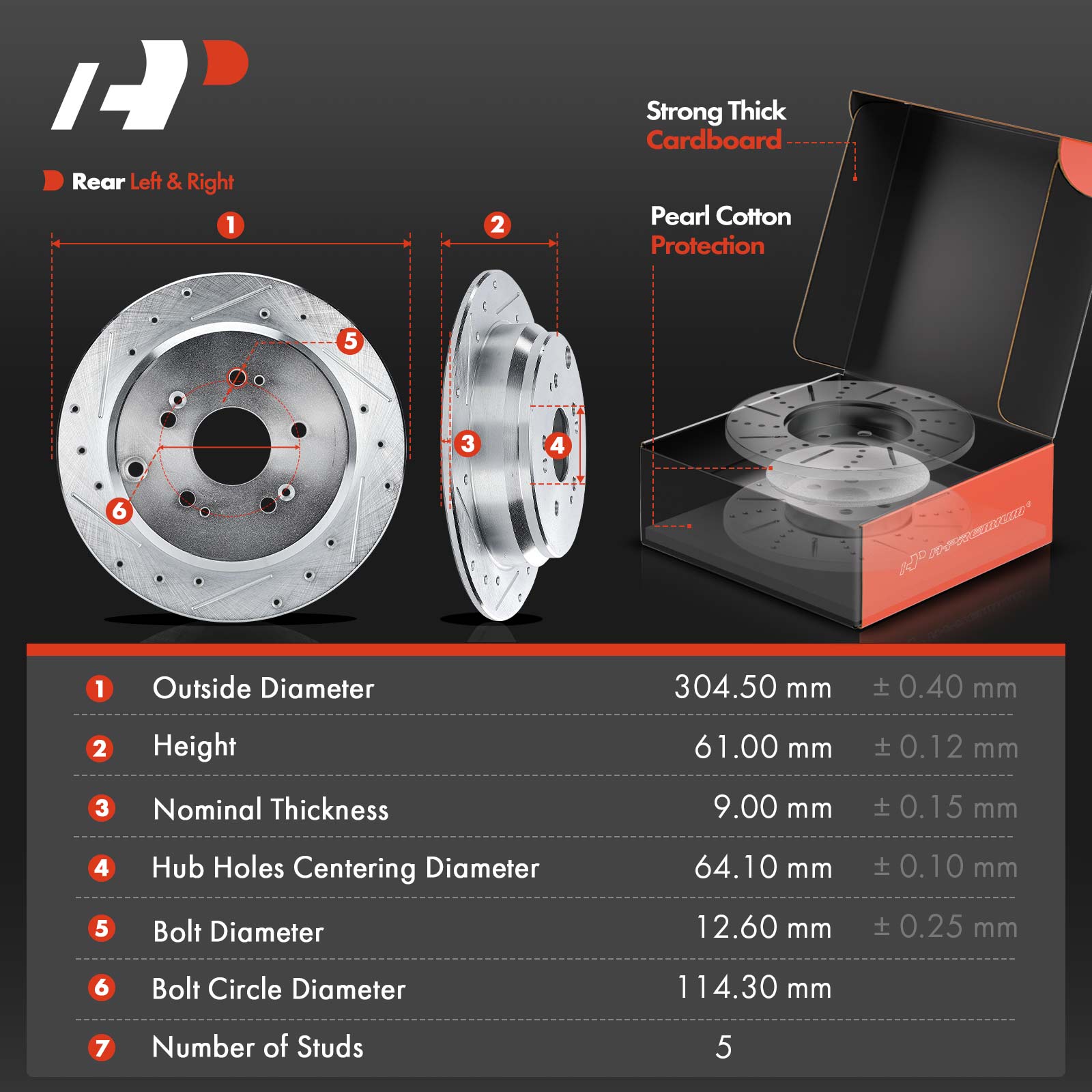 APBRPS066 Front & Rear Drilled Rotors & Ceramic Brake Pads - Image 4
