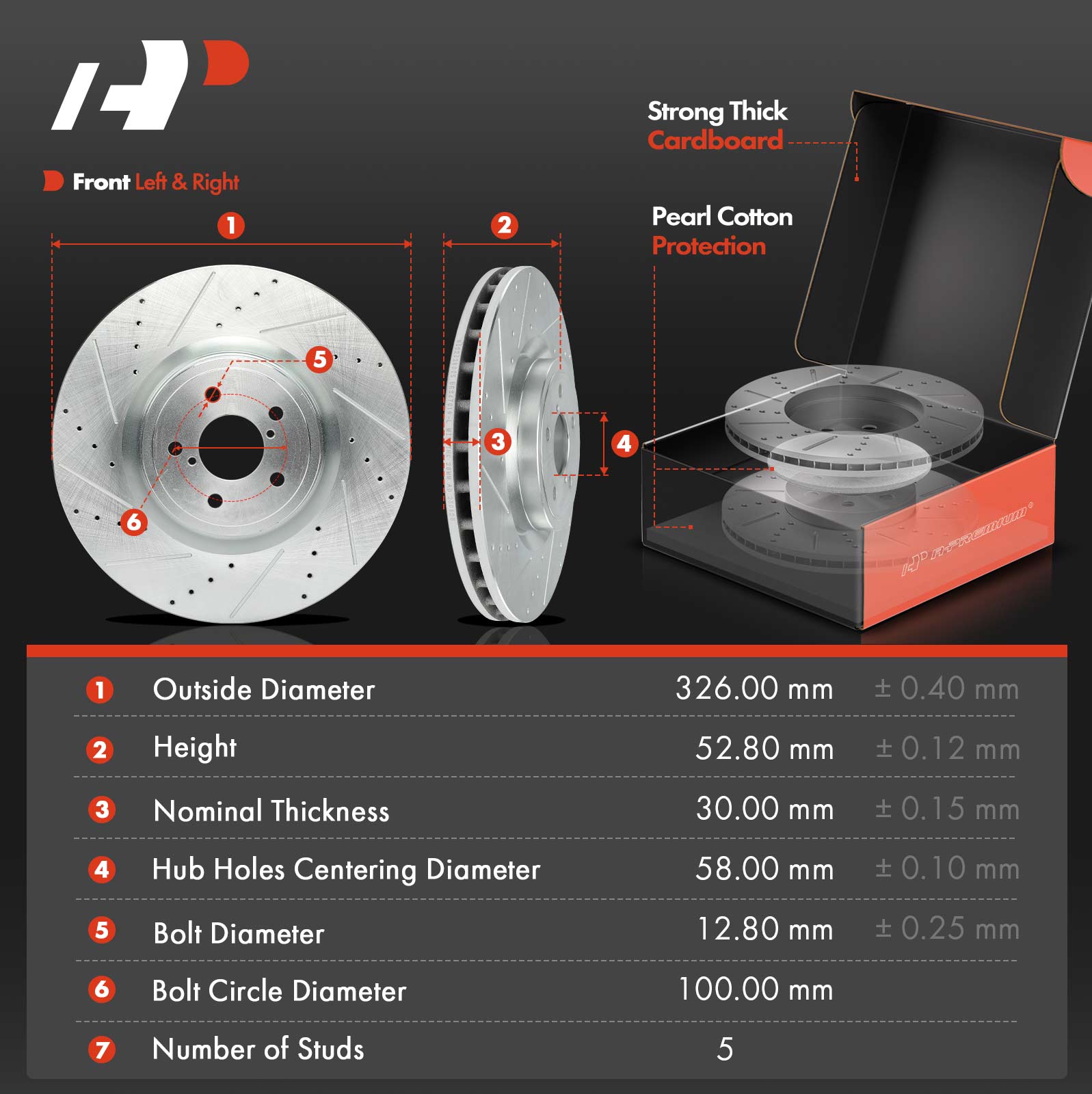 APBRPS1145 2 Pcs Front Drilled Brake Rotors - Image 2