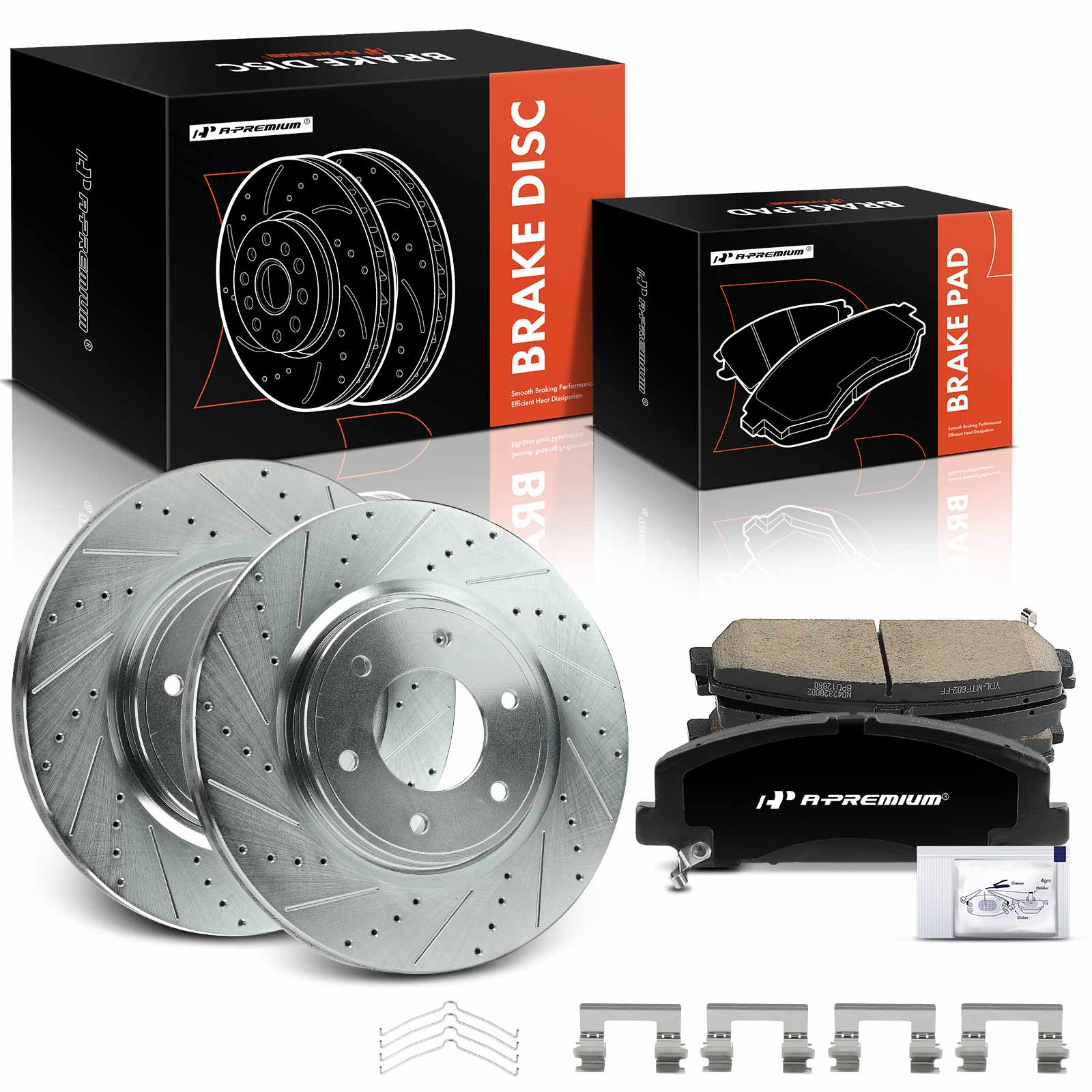 APBRPS1403 6 Pcs Front Drilled Rotors & Ceramic Brake Pads