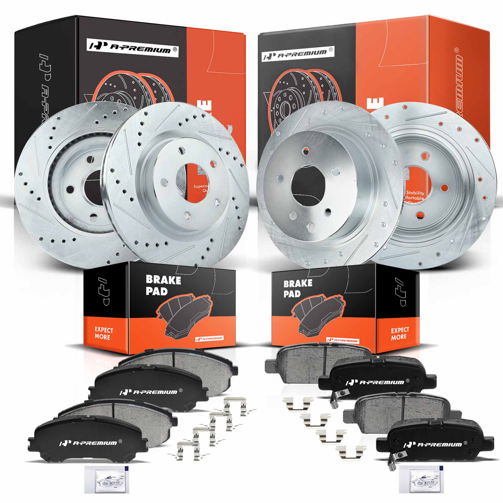 APBRPS156 Front & Rear Drilled Rotors & Ceramic Brake Pads