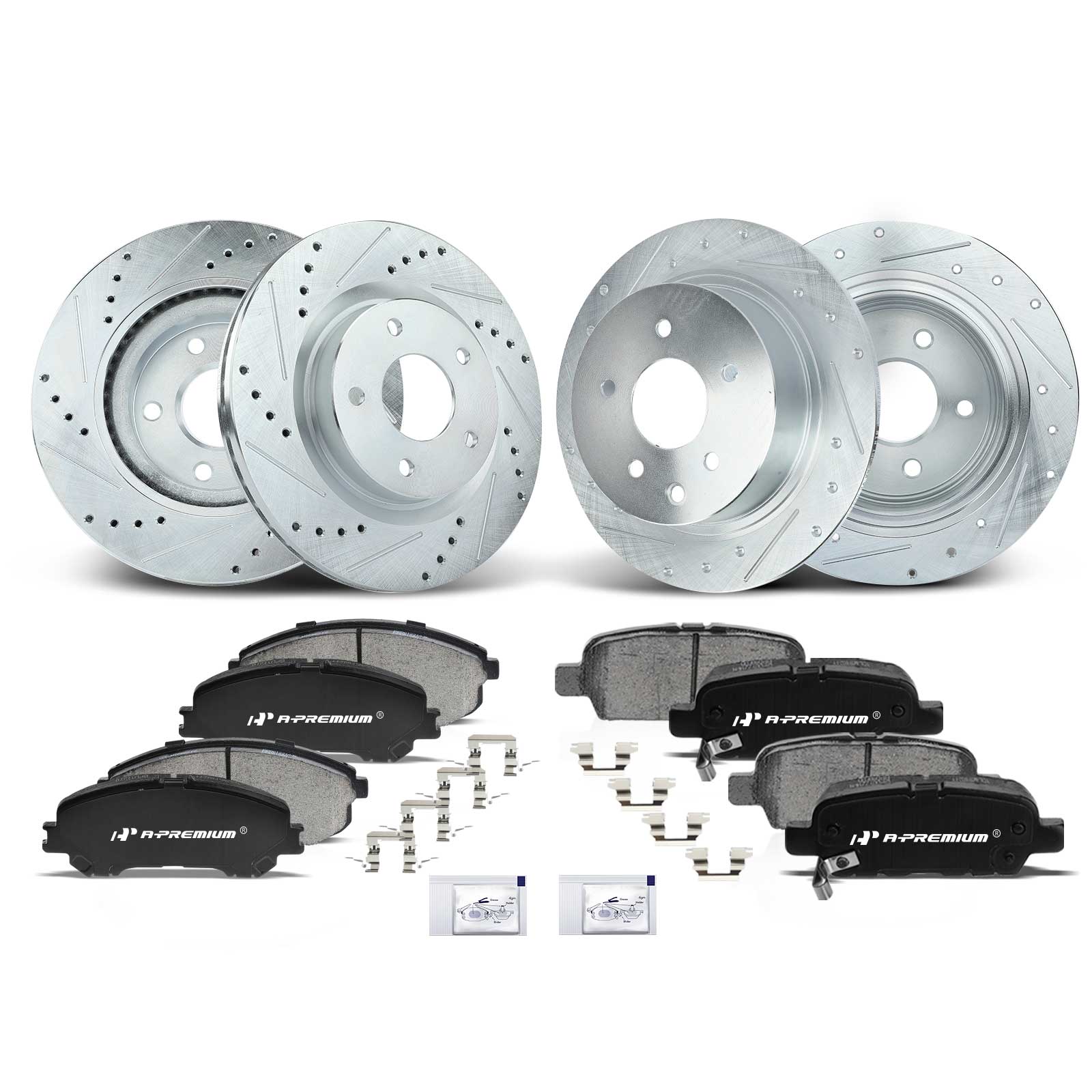 APBRPS156 Front & Rear Drilled Rotors & Ceramic Brake Pads - Image 2