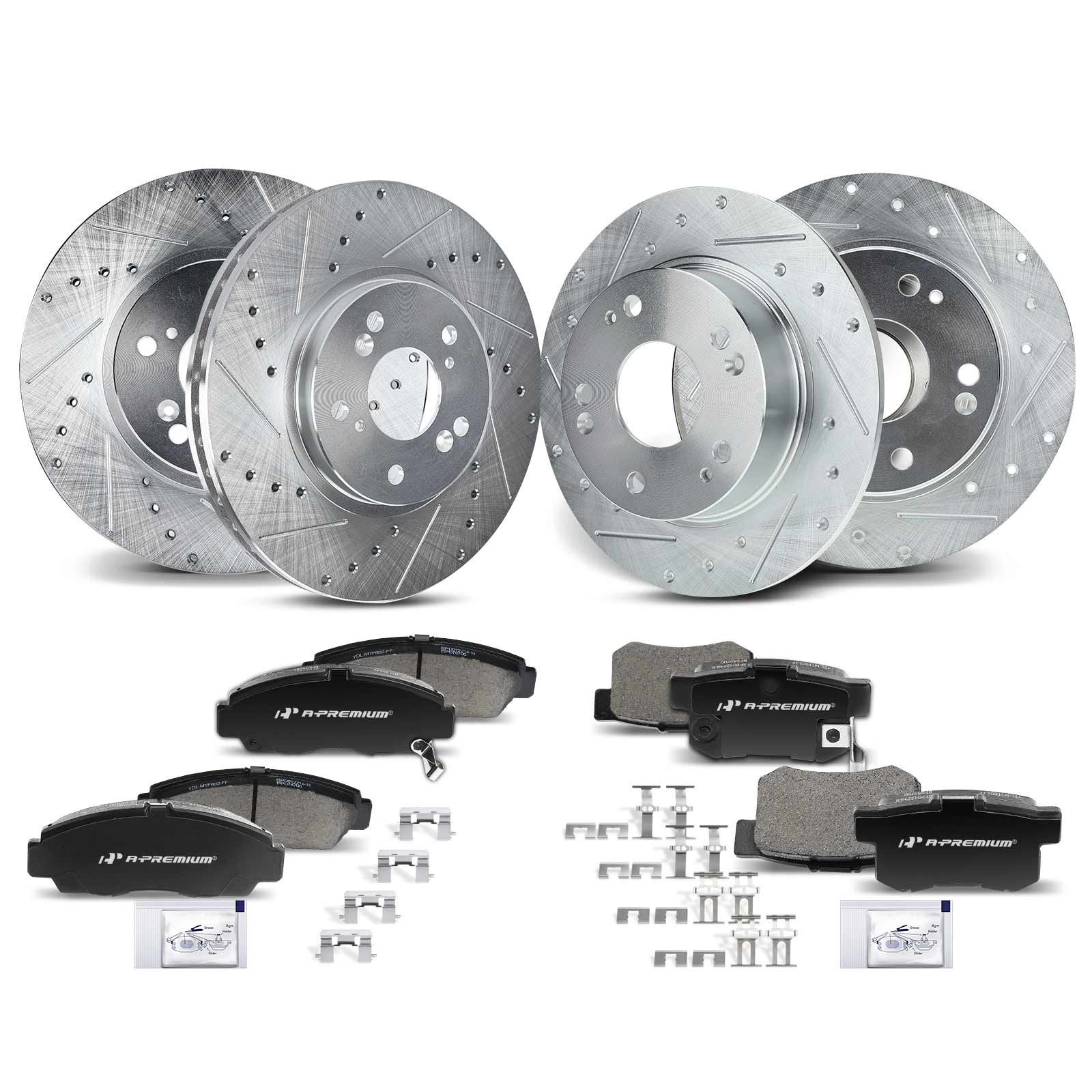APBRPS178 Front & Rear Drilled Rotors & Ceramic Brake Pads - Image 2