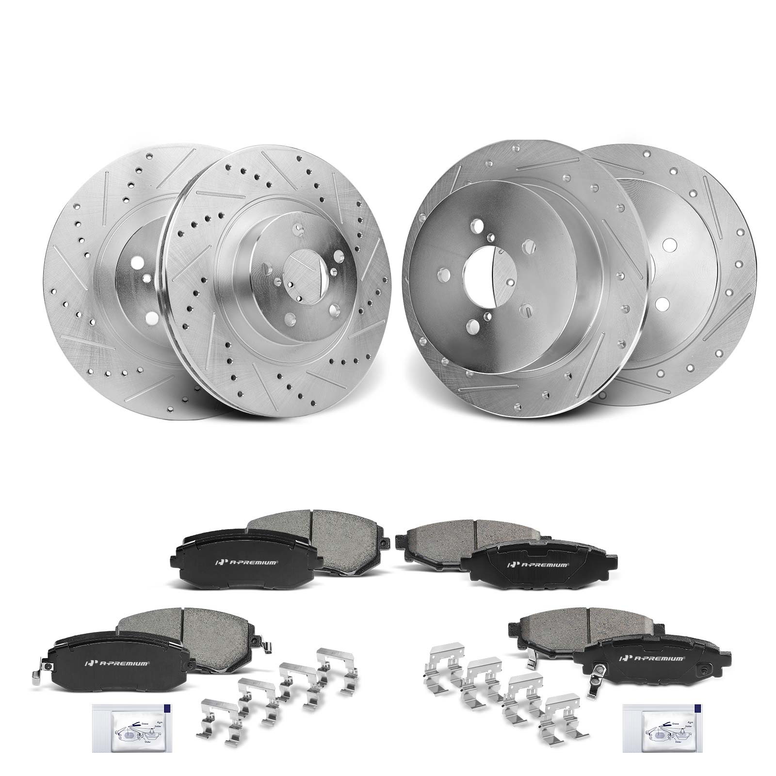 APBRPS196 Front & Rear Drilled Rotors & Ceramic Brake Pads - Image 2
