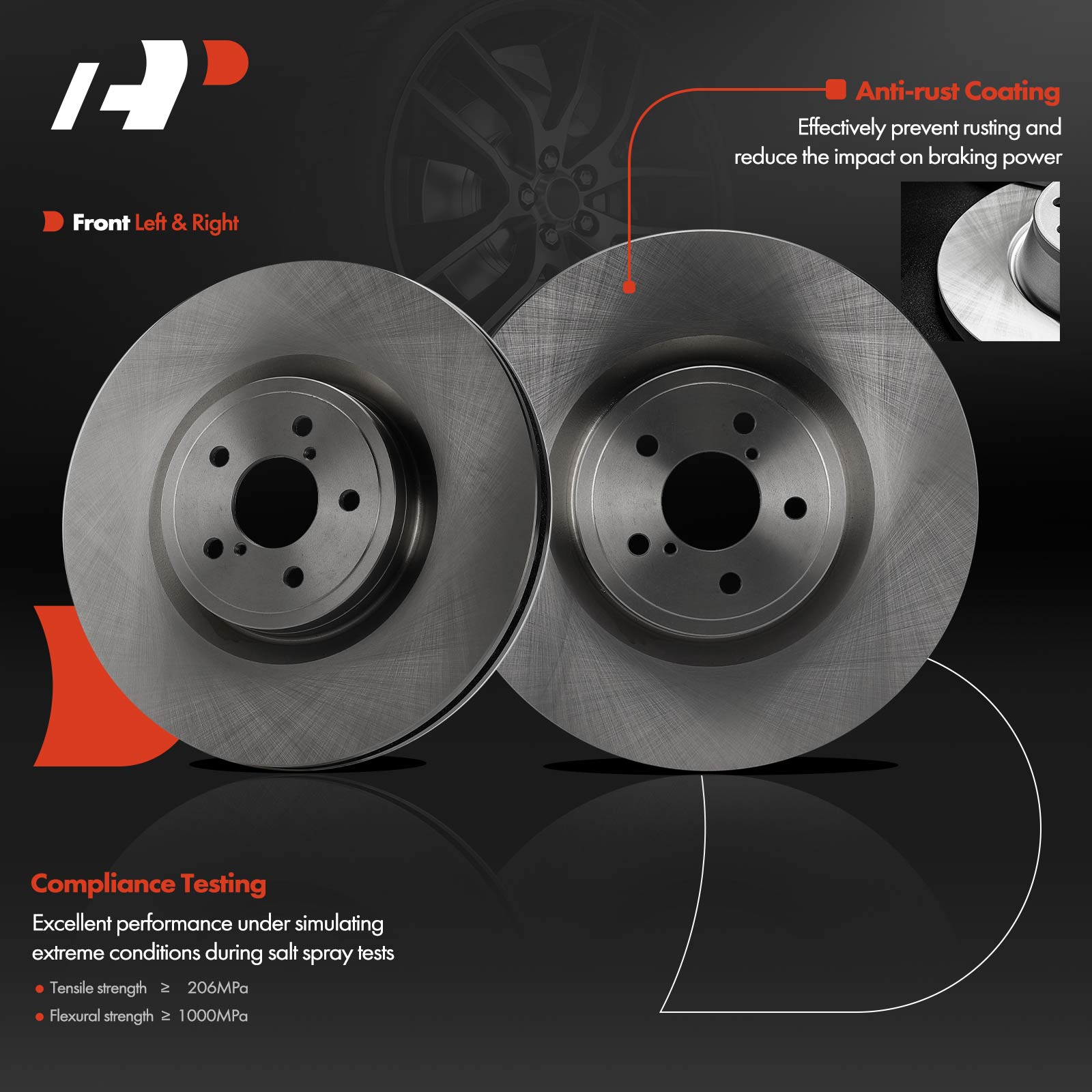 APBRR663 2 Pcs Front Disc Brake Rotors - Image 2