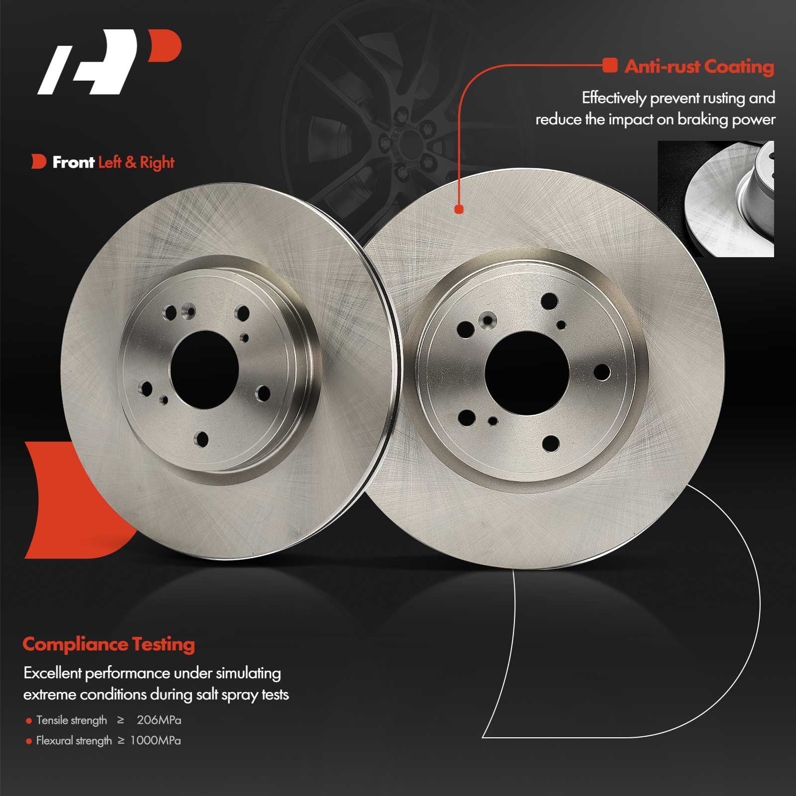 APBRR829 2 Pcs Front Disc Brake Rotors - Image 2