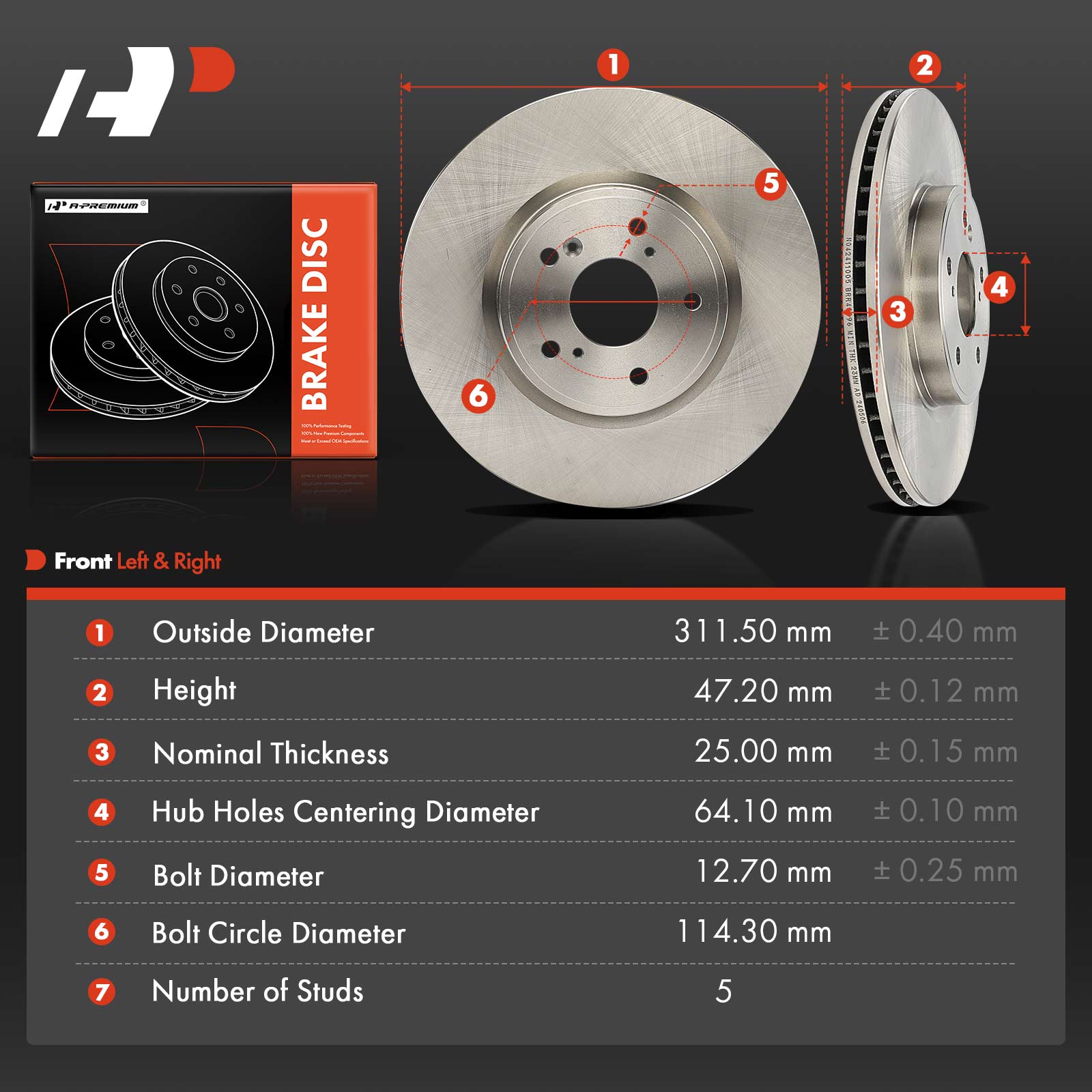 APBRR829 2 Pcs Front Disc Brake Rotors - Image 5