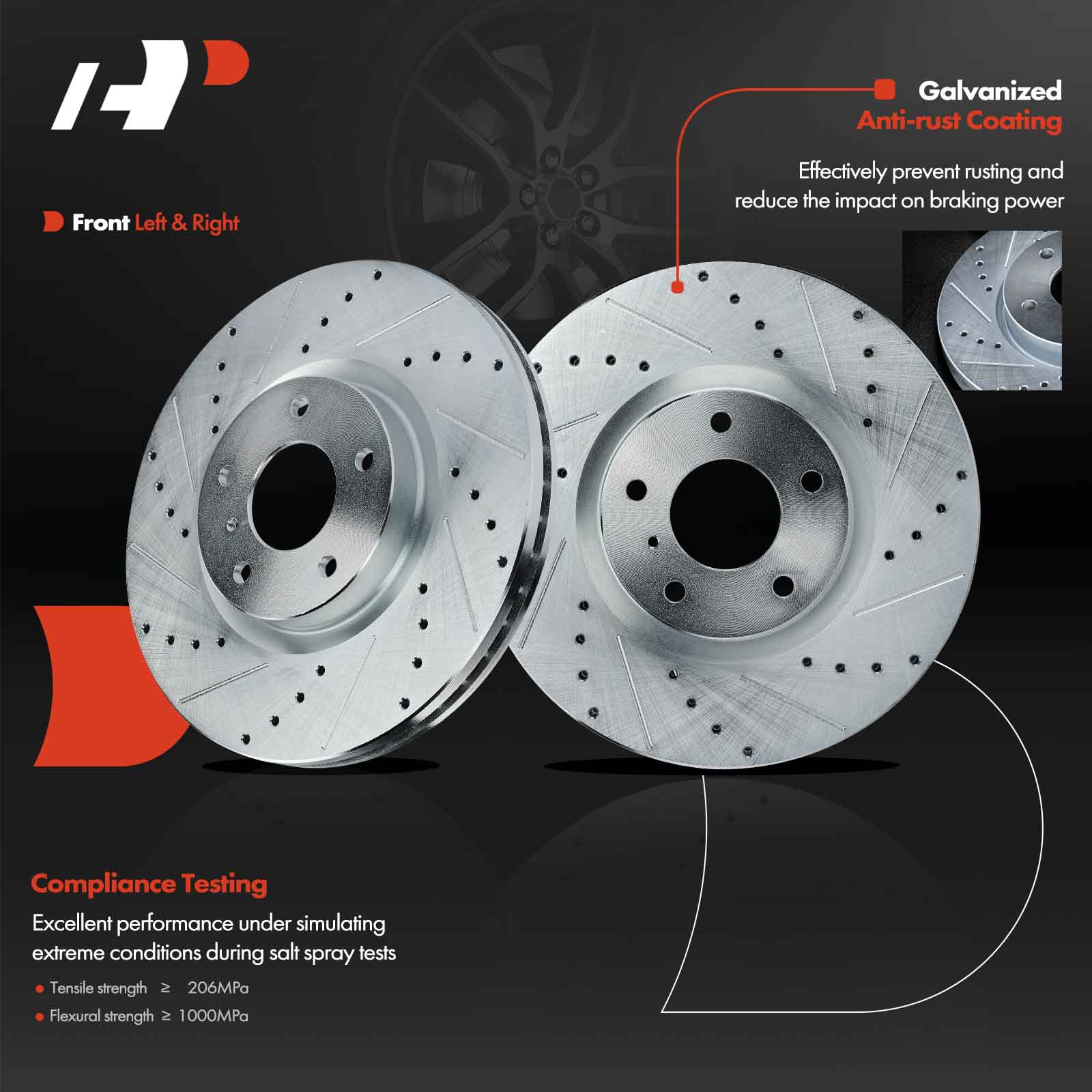 APBRS077 Front Drilled Brake Rotors - Image 2