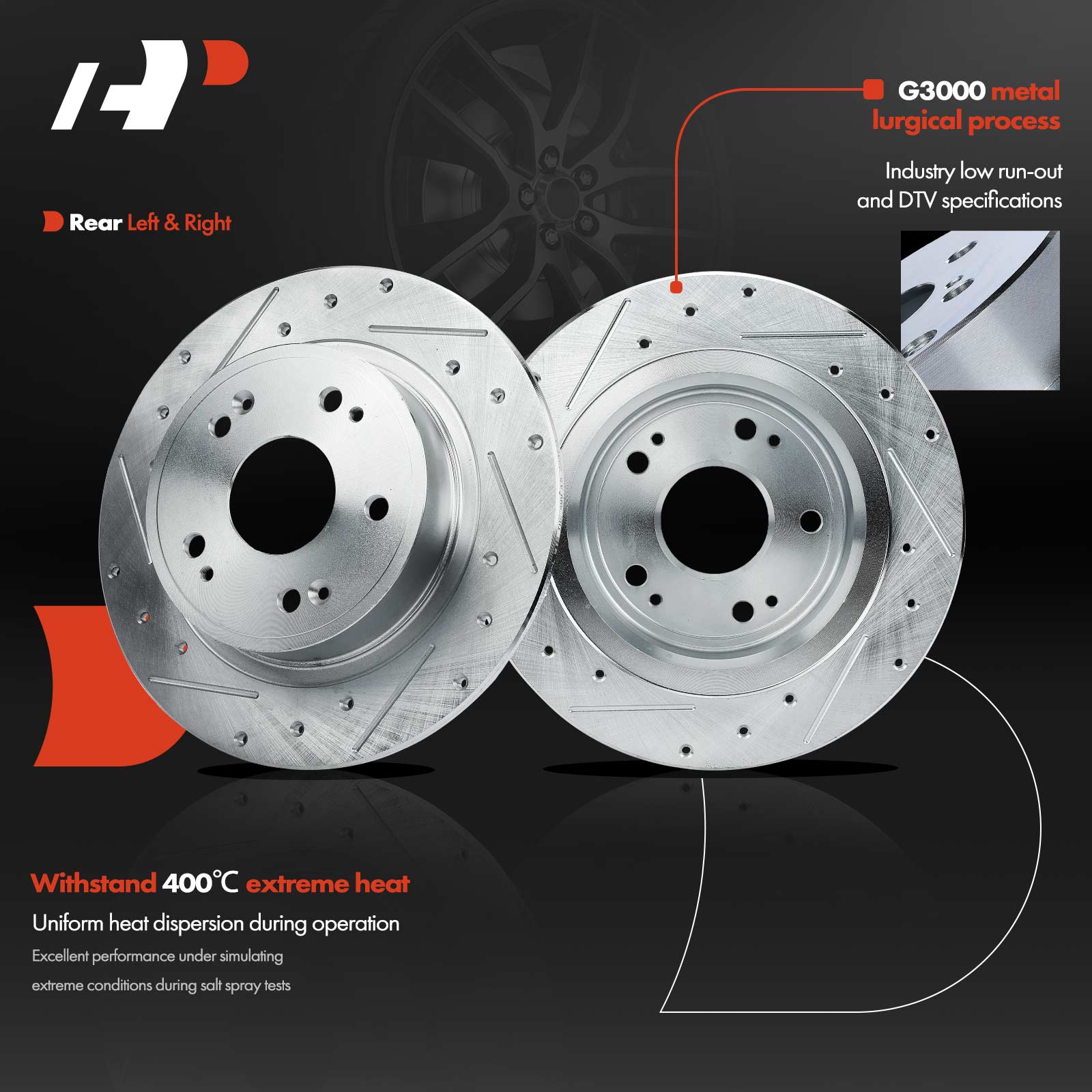 APBRS101 Front & Rear Drilled Brake Rotors - Image 3