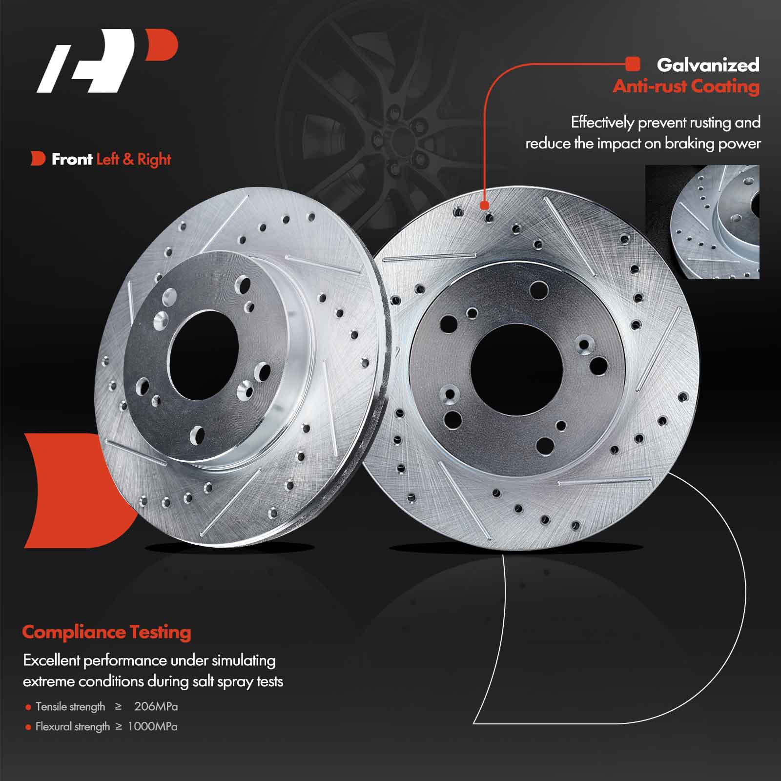 APBRS107 Front Drilled Brake Rotors - Image 2
