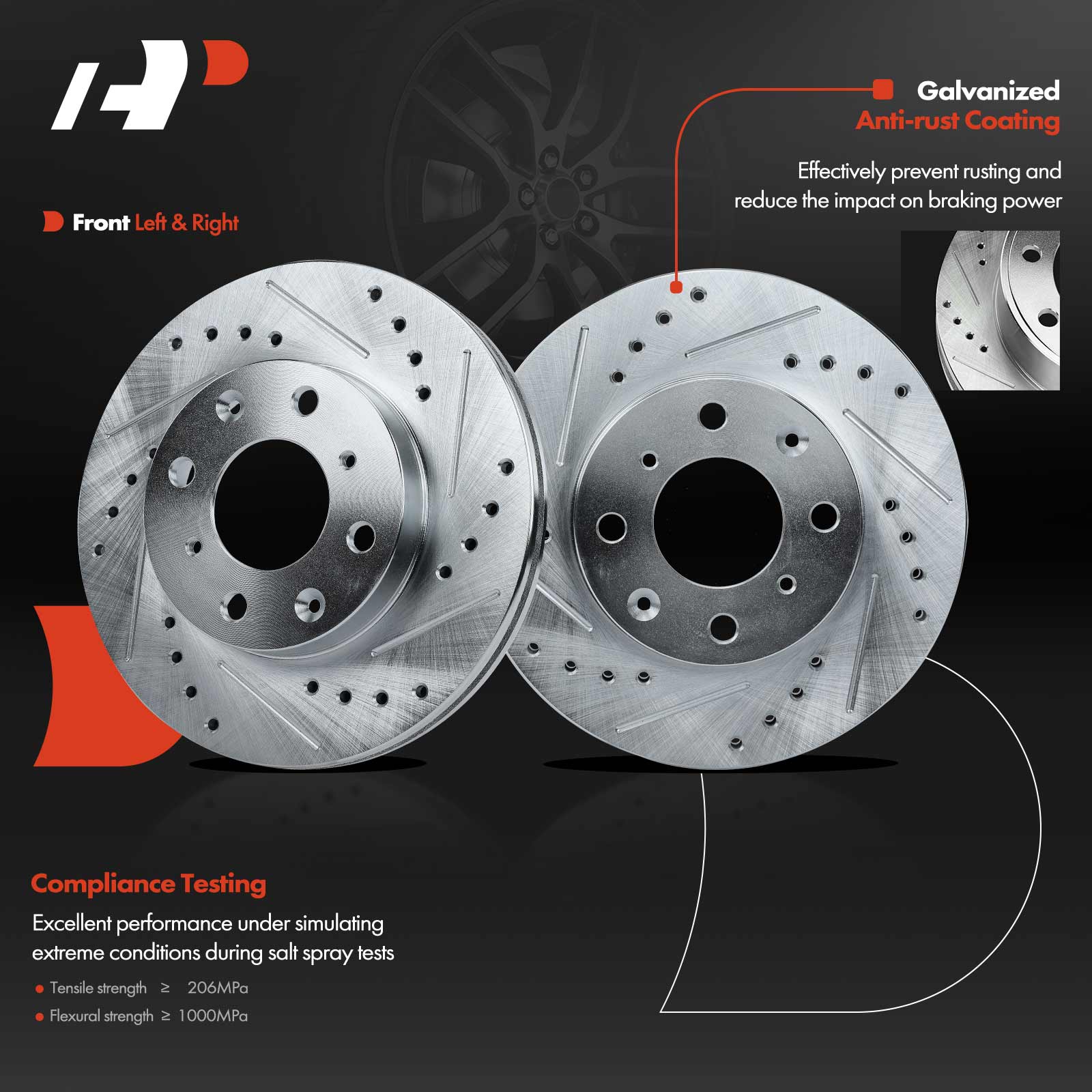 APBRS138 Front Drilled Brake Rotors - Image 3