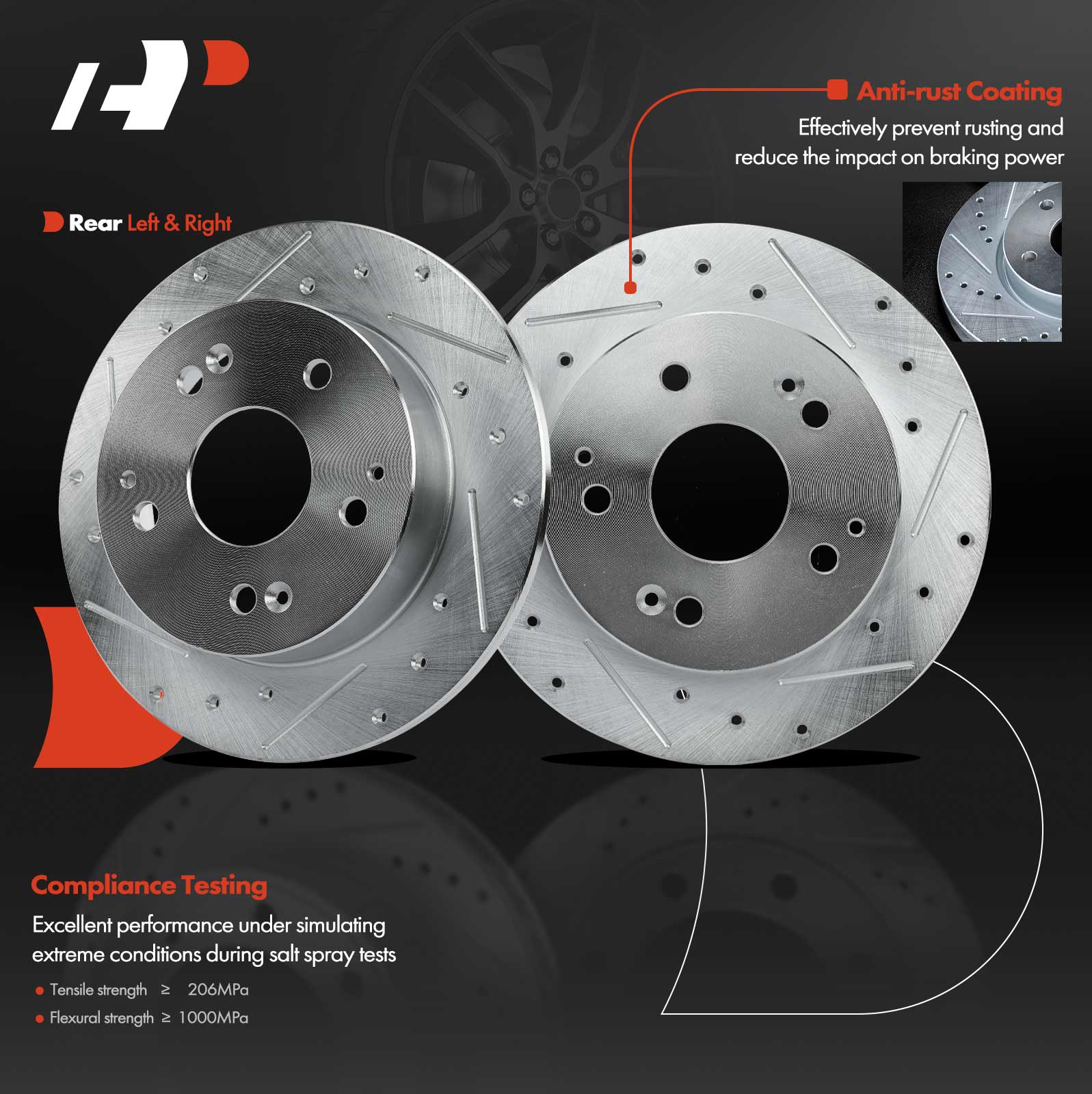APBRS146 Rear Drilled Brake Rotors - Image 2