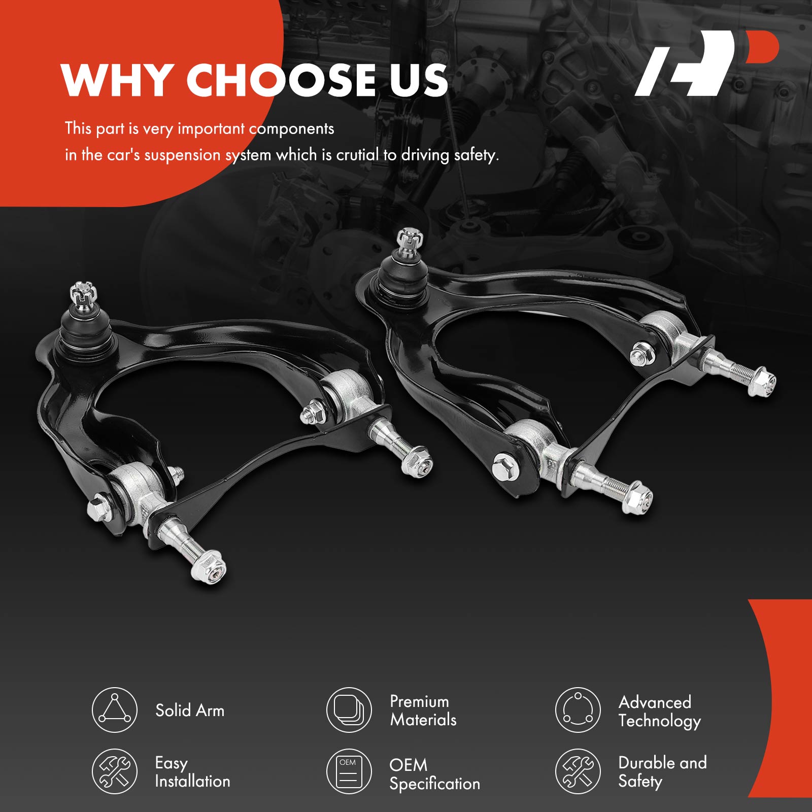 APCA0534 2x Front Upper Control Arm with Ball Joint - Image 5