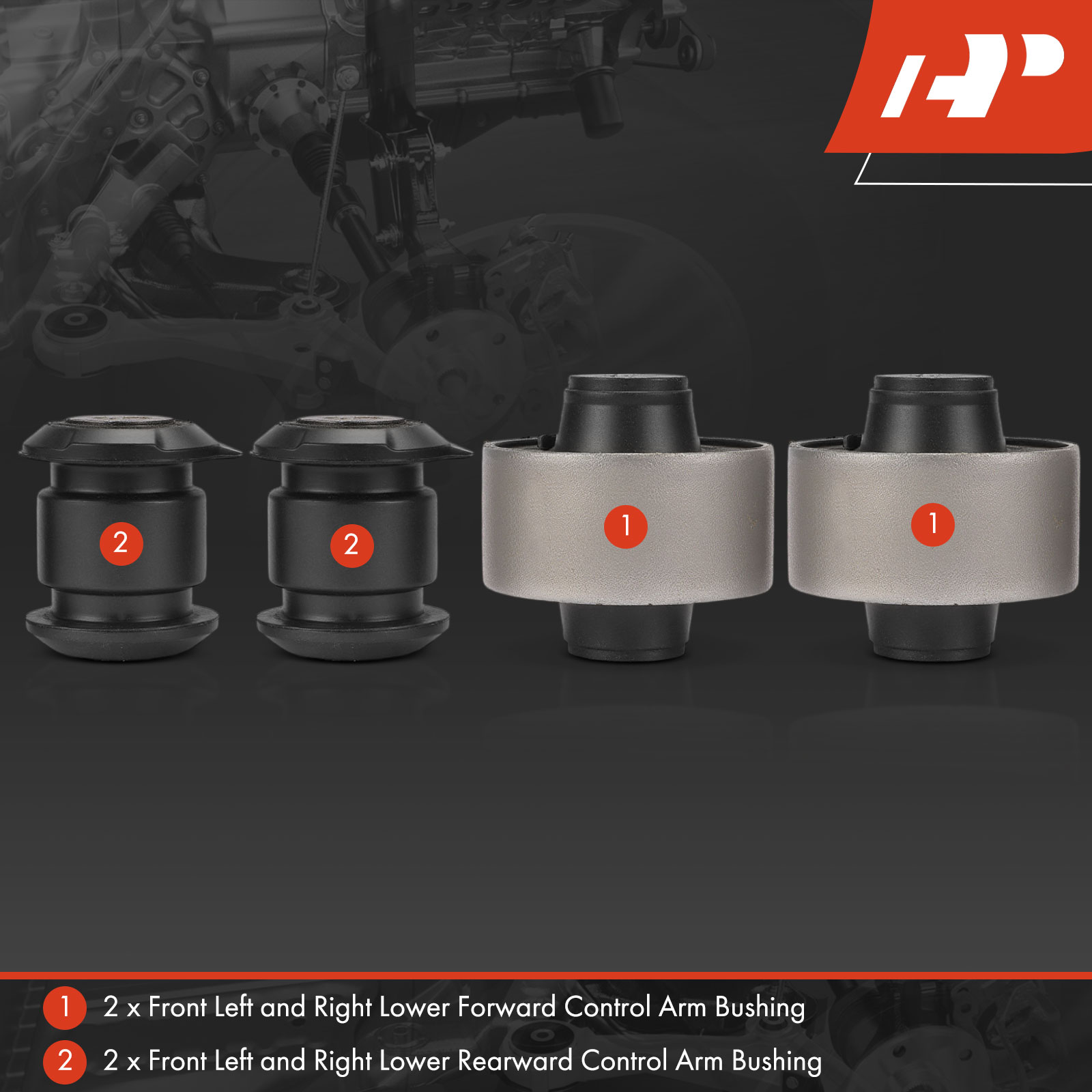 APCA10022 4 Pcs Front Lower Forward & Rearward Control Arm Bushing - Image 3
