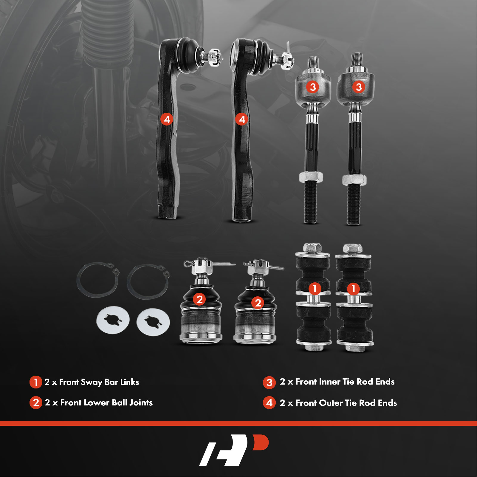 APCA1510 8x Front To End Stabilizer Bar Link Kit with Ball Joint - Image 3