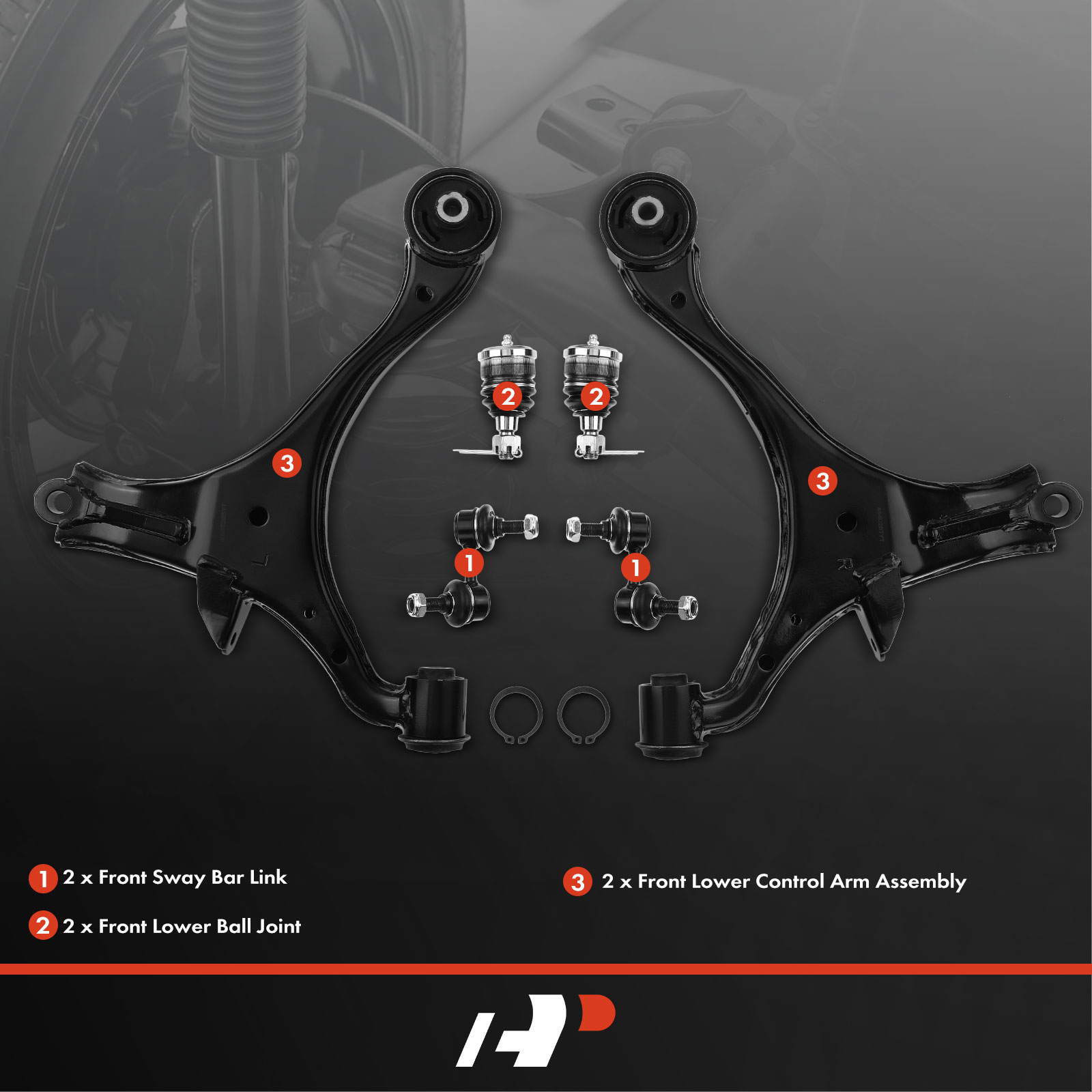 APCA1699 6x Front Control Arm with Ball Joint Sway Bar Link - Image 2