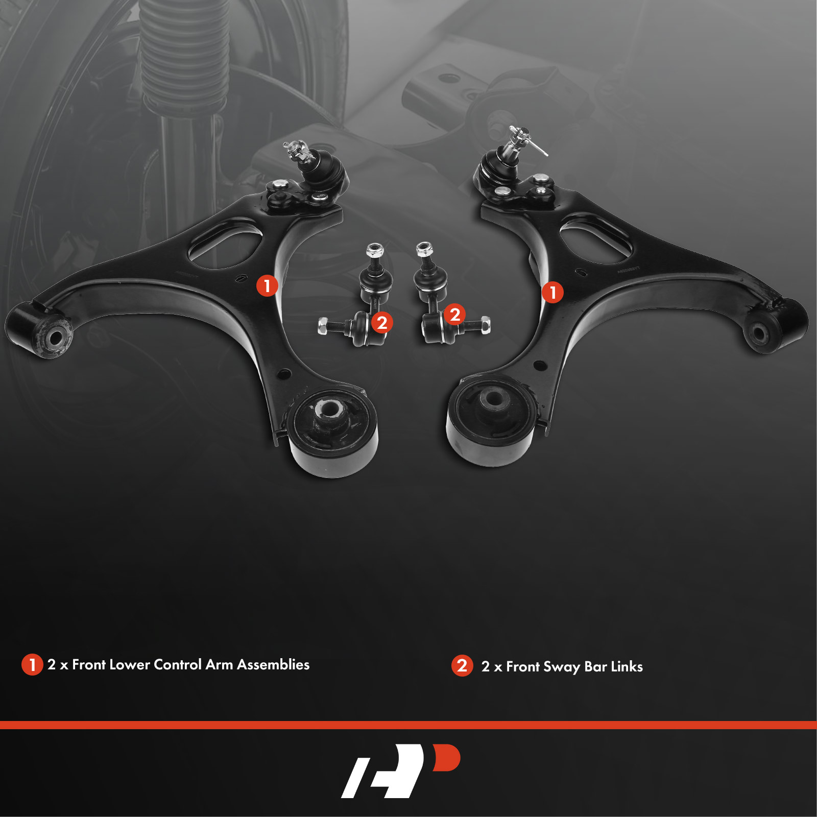 APCA2543 4x Front Lower Control Arm with Ball Joint Sway Bar Link - Image 2