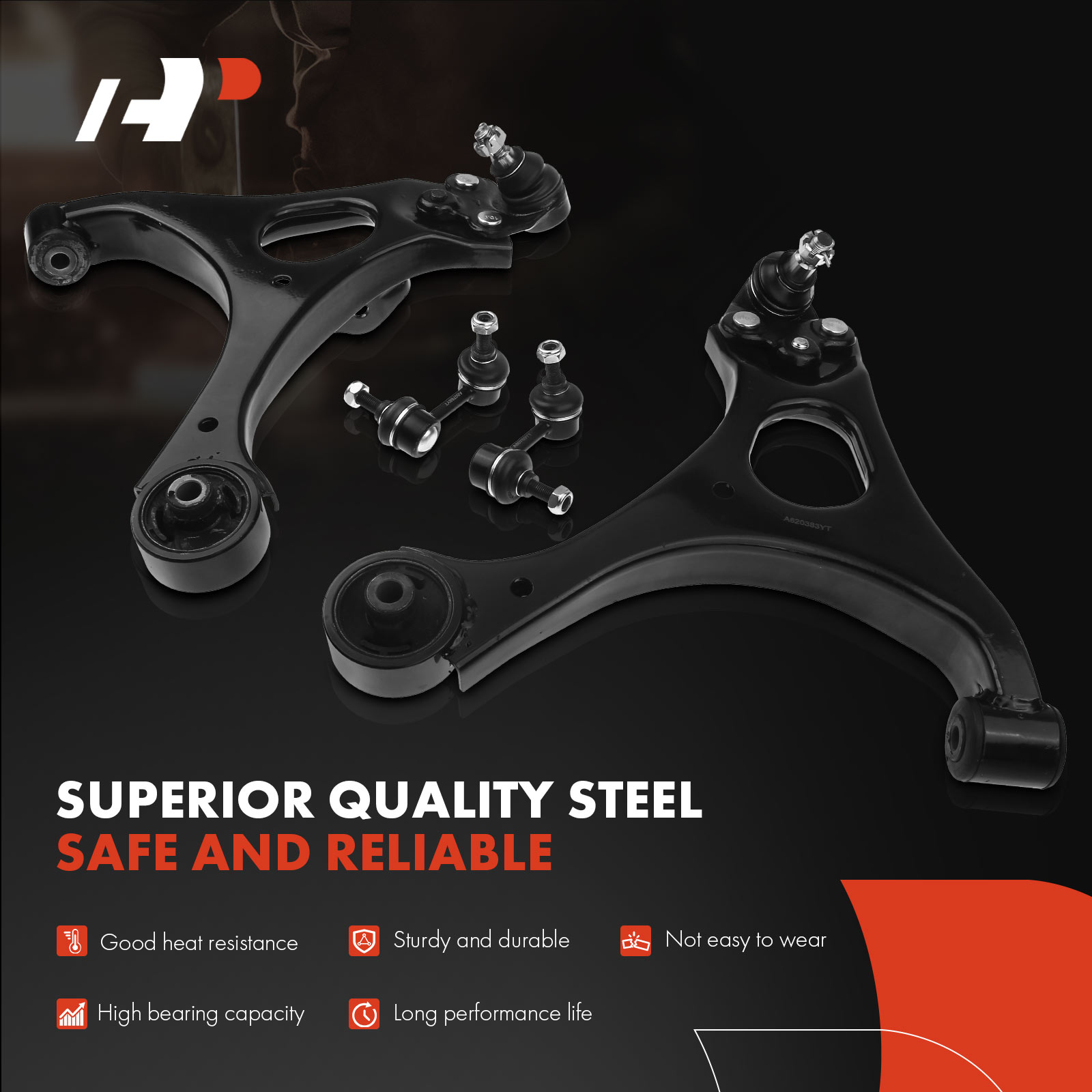 APCA2543 4x Front Lower Control Arm with Ball Joint Sway Bar Link - Image 3