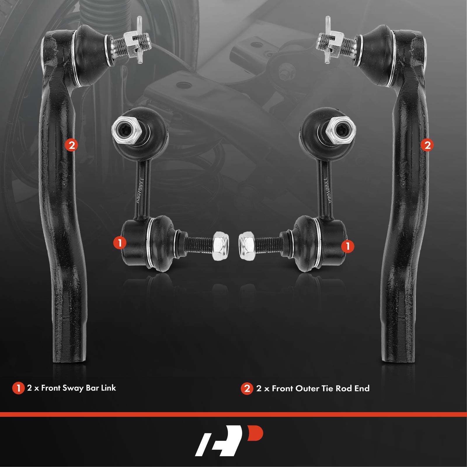 APCA2729 4x Front Stabilizer Bar Link & Outer Tie Rod End - Image 2