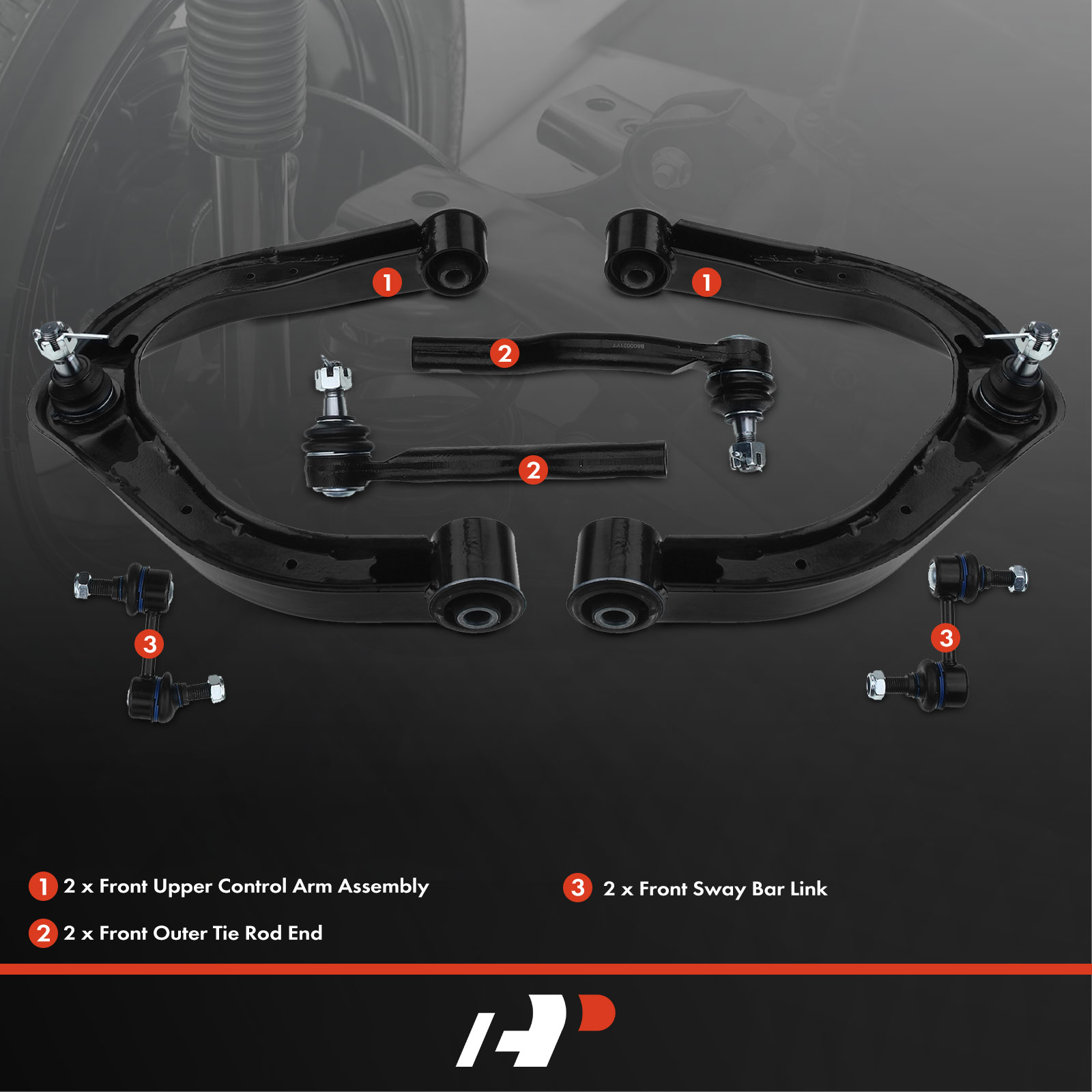 APCA2926 6x Front Control Arm with Ball Joint Sway Bar Link - Image 2