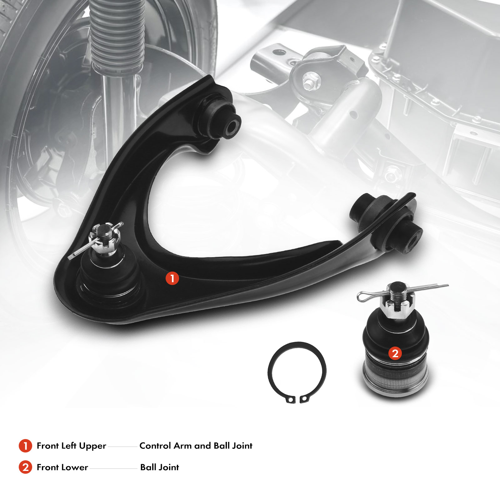 APCA3074 2x Front Left Upper Control Arm & Ball Joint - Image 2