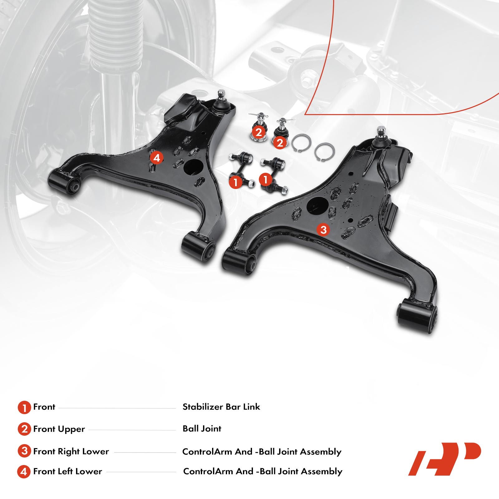 APCA3205 6x Control Arm with Ball Joint & Sway Bar Link - Image 2