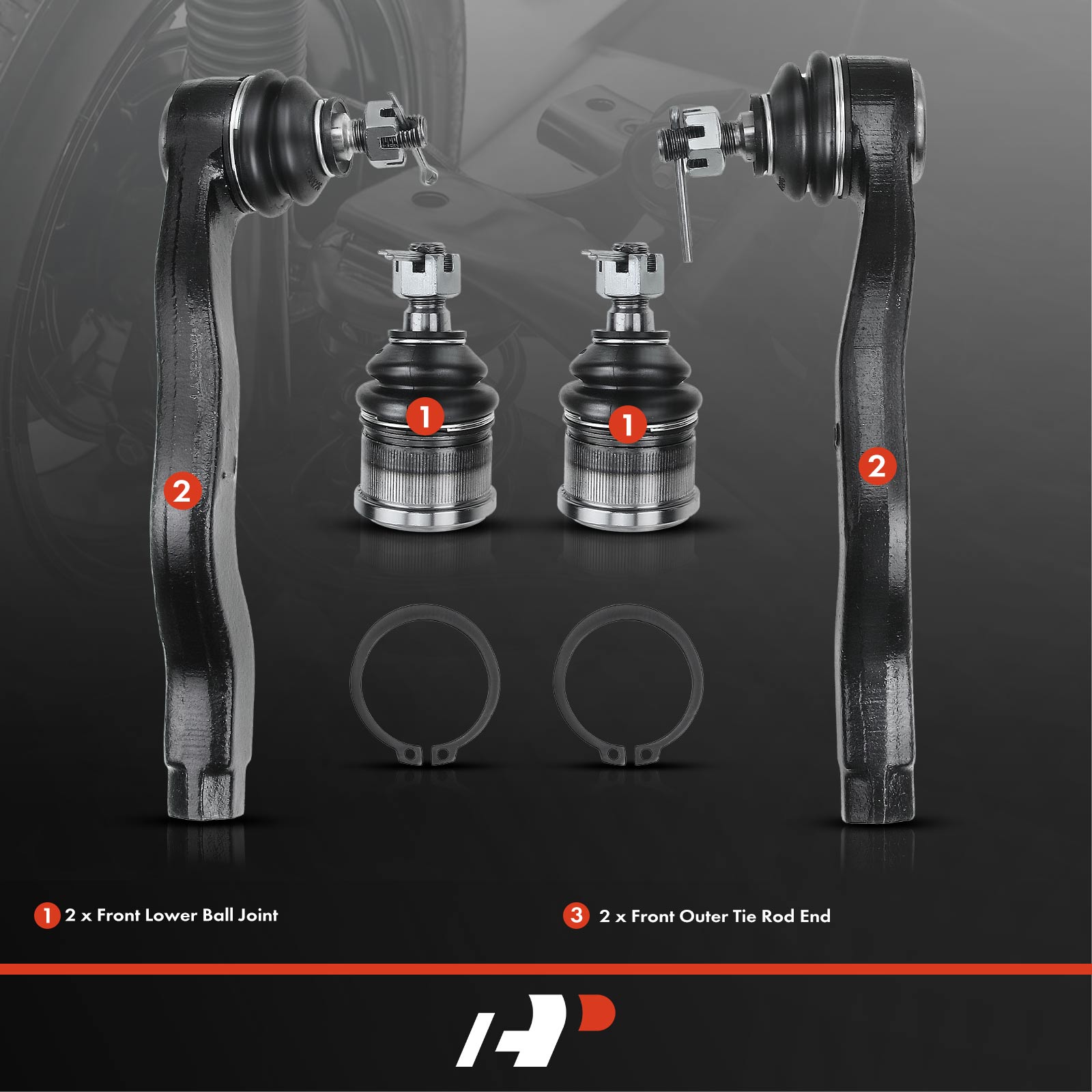 APCA3469 4x Front Tie Rod Ends & Ball Joints - Image 2
