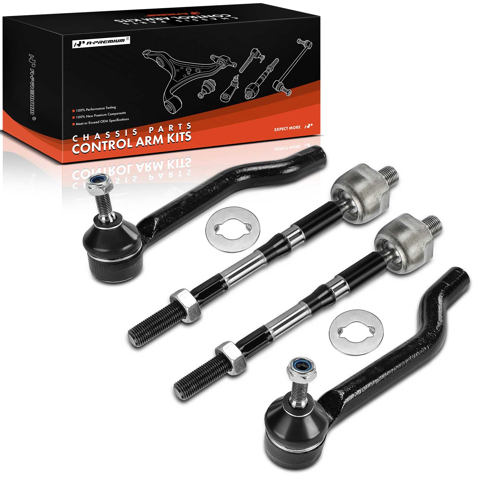 APCA6612 4 Pcs Front Inner & Outer Steering Tie Rod Ends