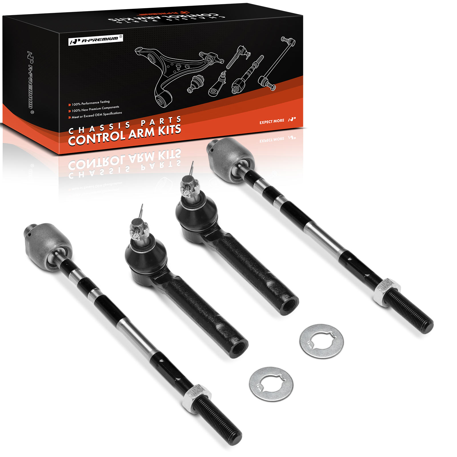 APCA9380 4 Pcs Front Inner & Outer Steering Tie Rod End