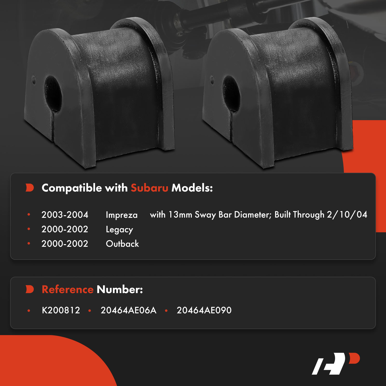 APCA9648 2 Pcs Rear To Frame Stabilizer Bar Bushing - Image 2