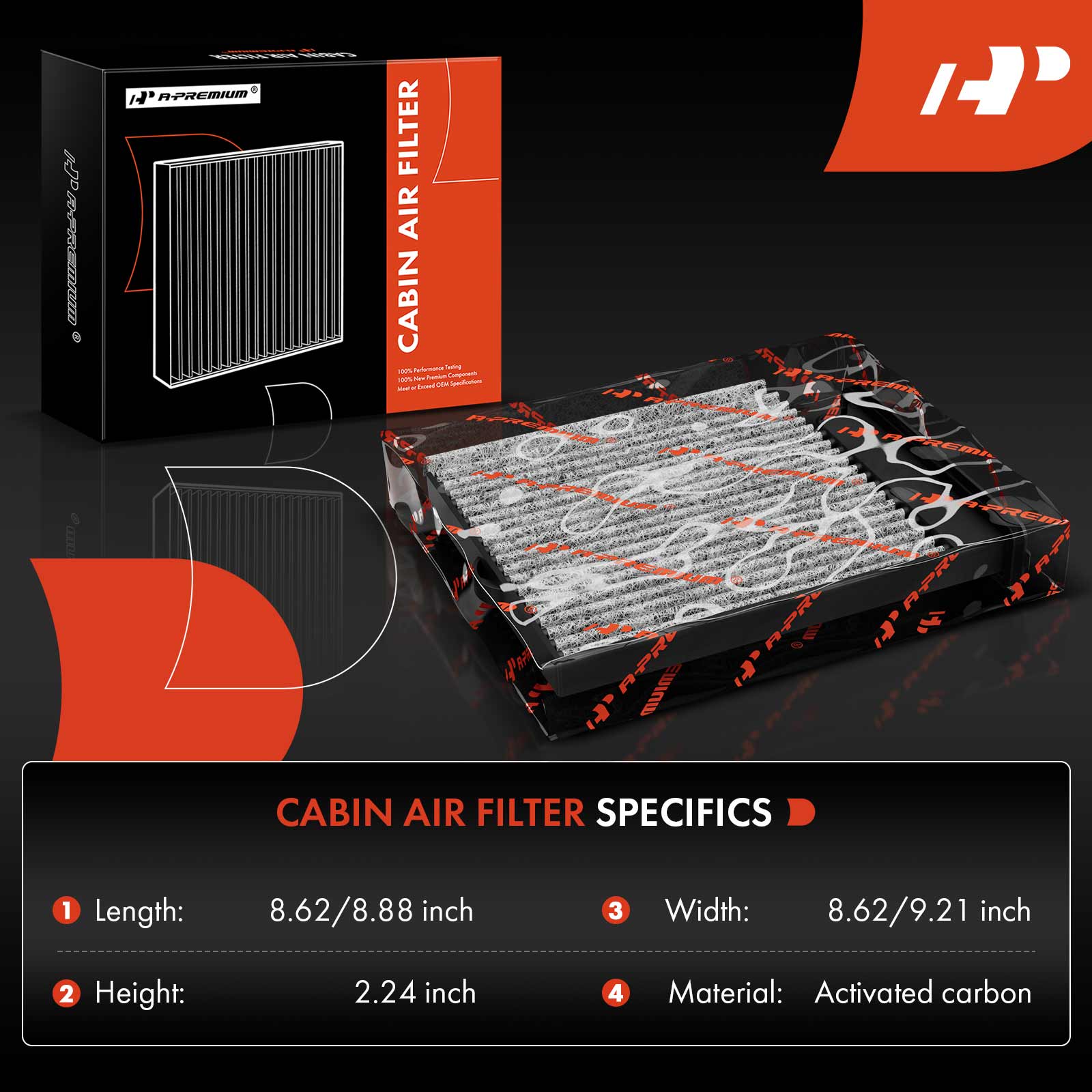 APCAF066 2 Pcs Activated Carbon Cabin Air Filter - Image 2