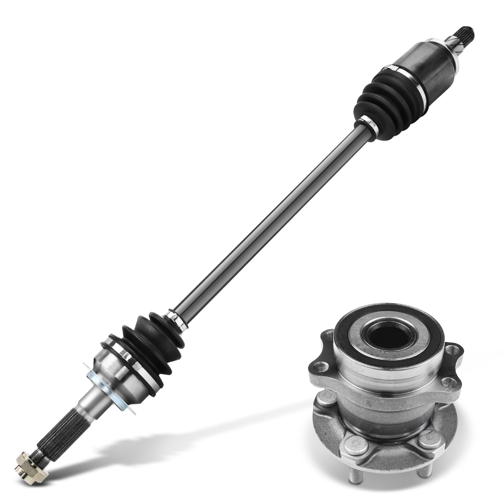 2-Pc CV Axle Shaft Assembly + Hub Bearing, Rear Driver & Passenger, APCVA2478