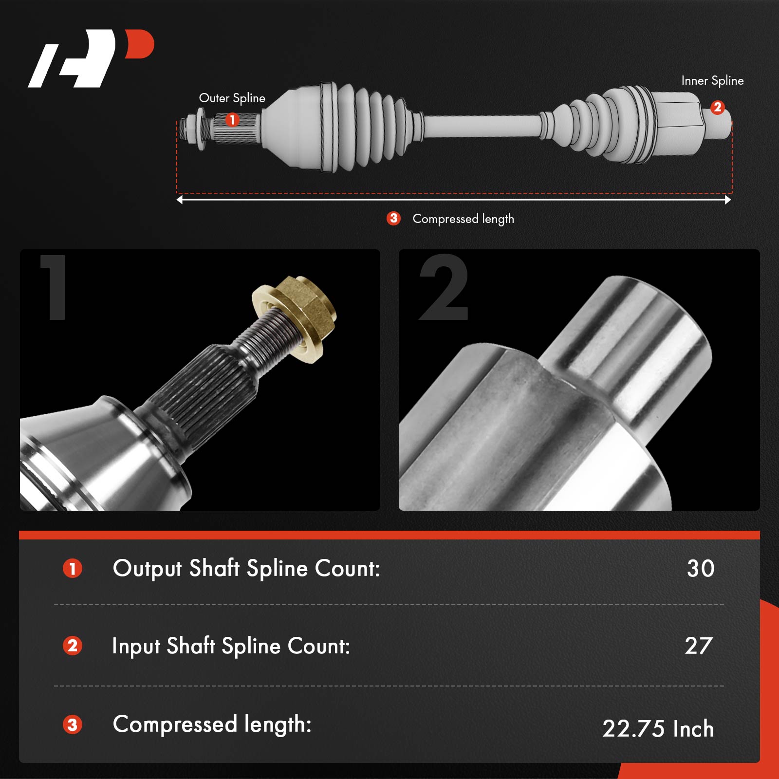 APCVA598 Front Passenger CV Axle Shaft Assembly - Image 2