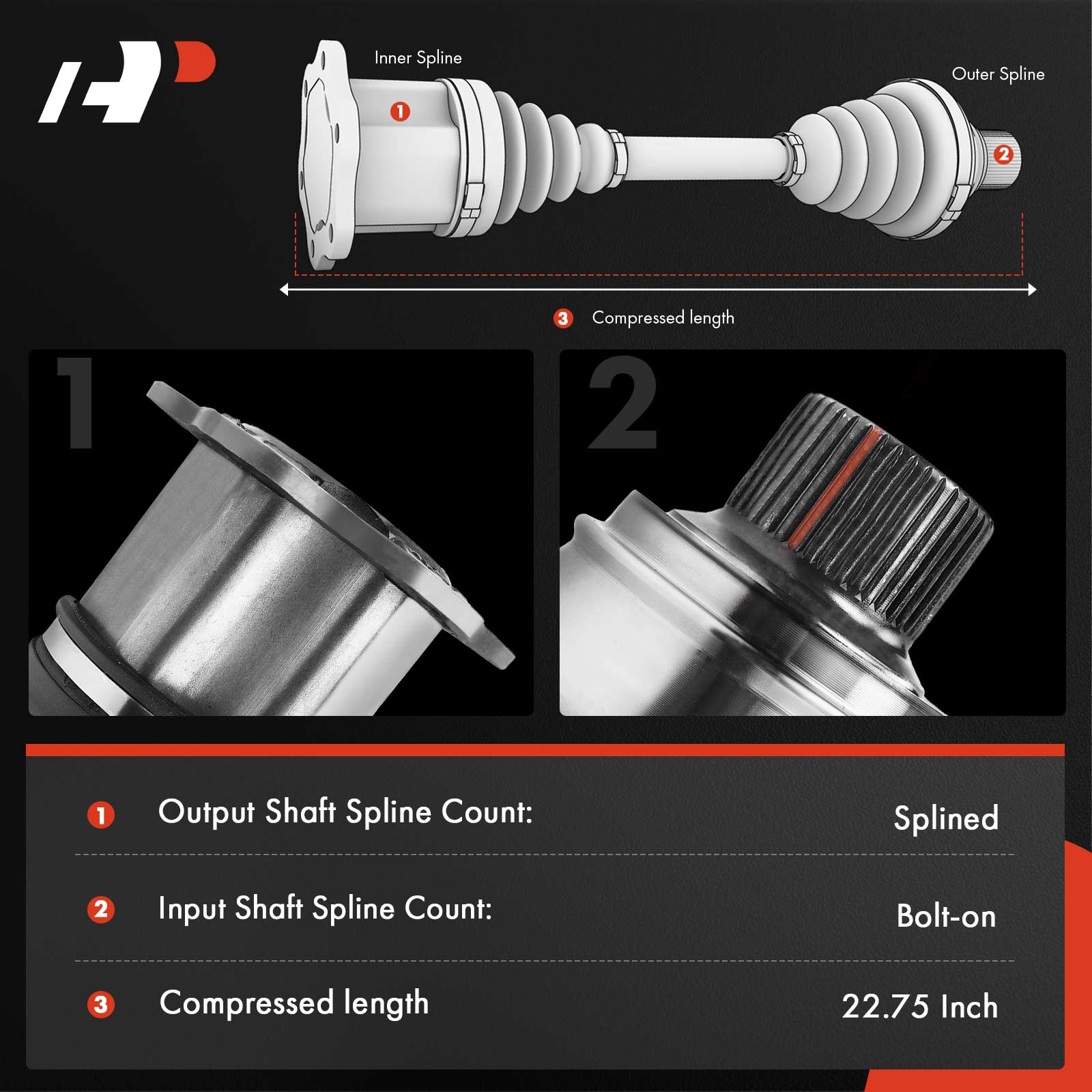 APCVA820 Front Driver or Passenger CV Axle Shaft Assembly - Image 2