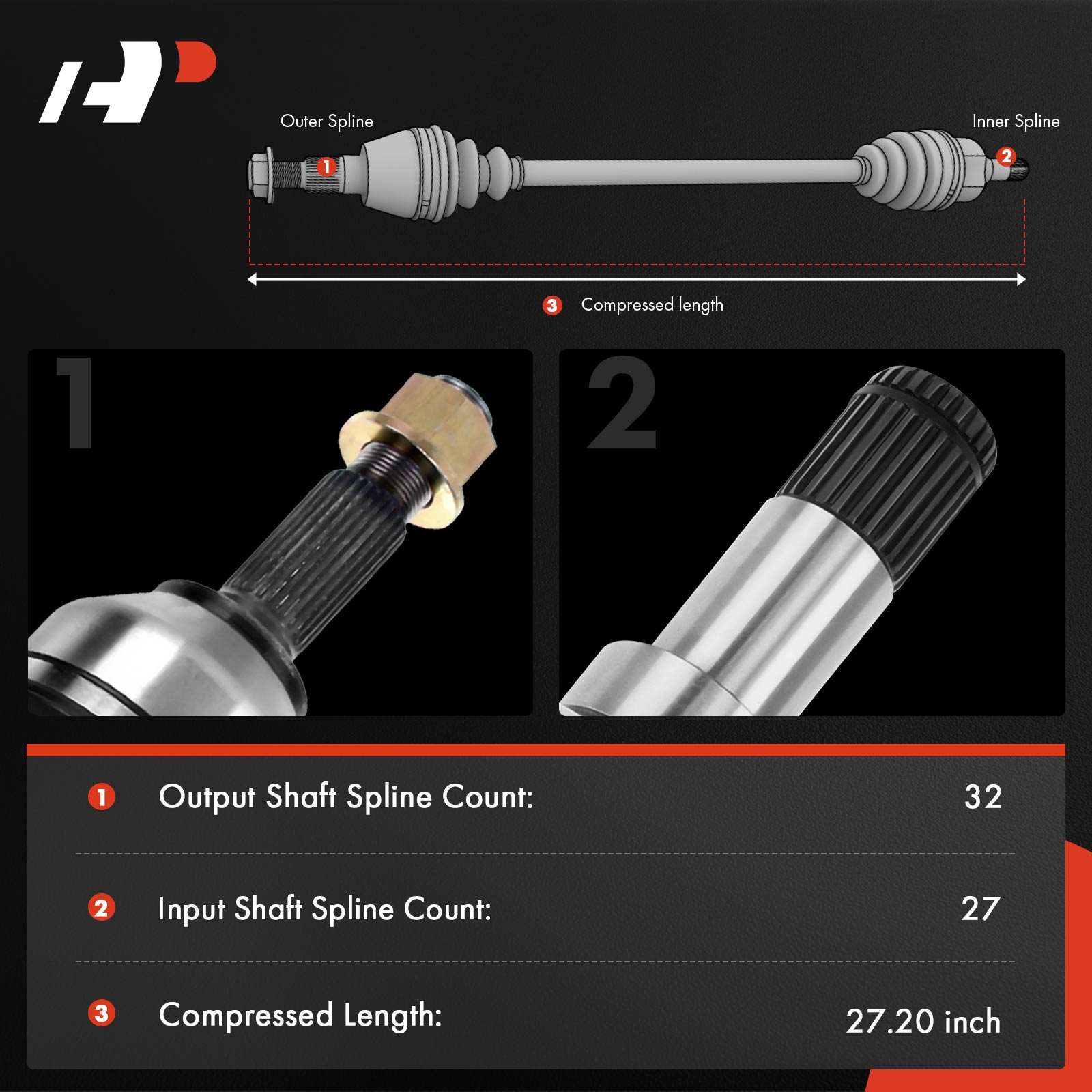 APCVA871 Front Driver CV Axle Shaft Assembly - Image 2