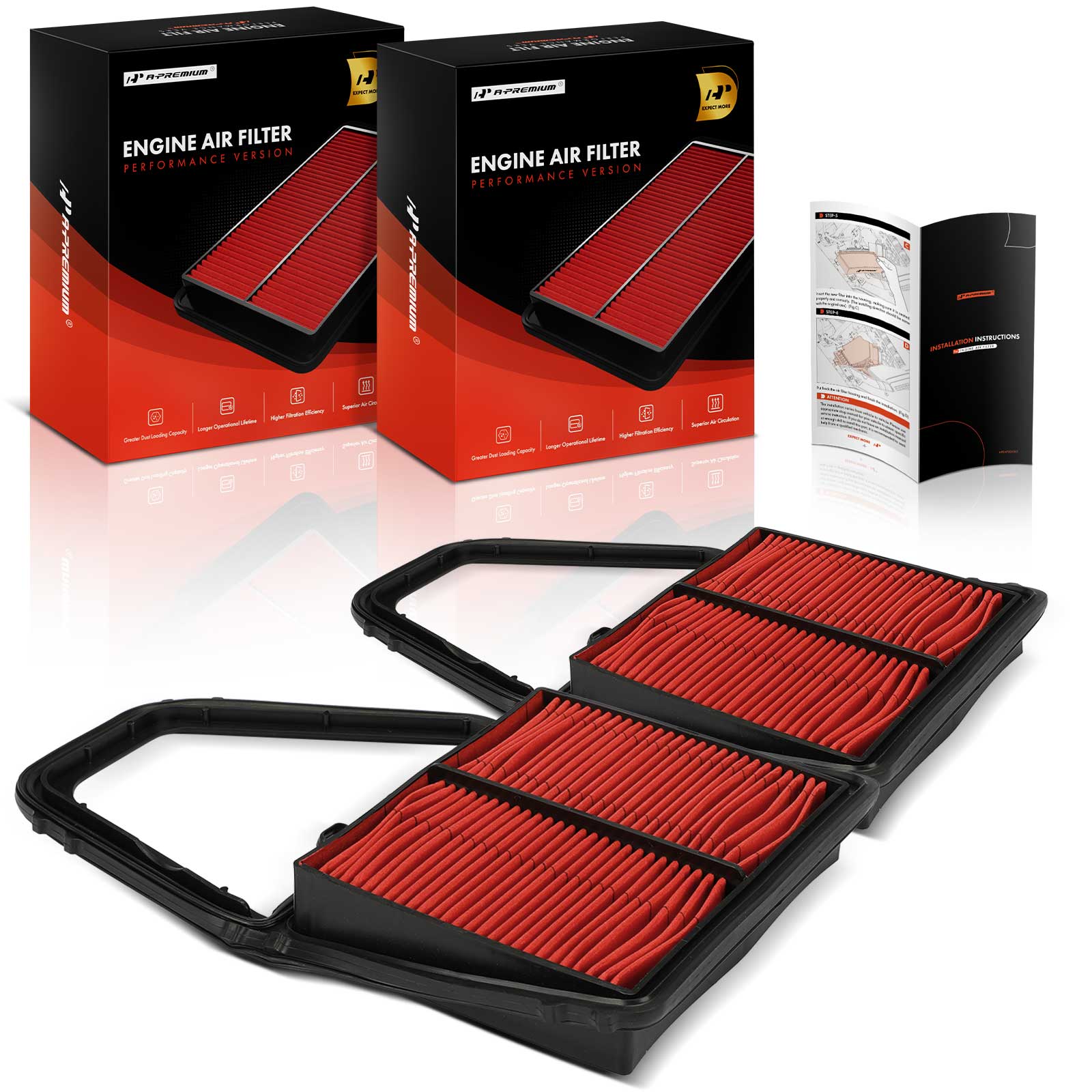 APEAF1578 2 Pcs High Performance Engine Air Filter