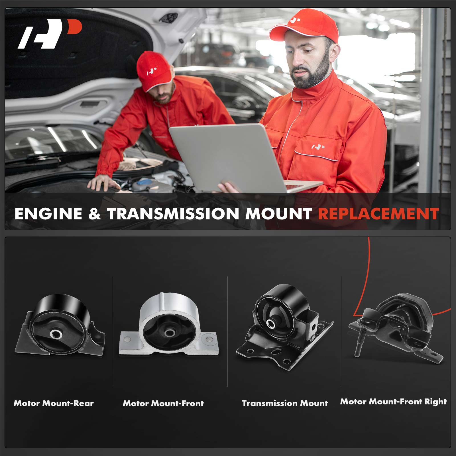 APEM028 4-Pc Front and Rear Engine Motor & Transmission Mount Kit - Image 2
