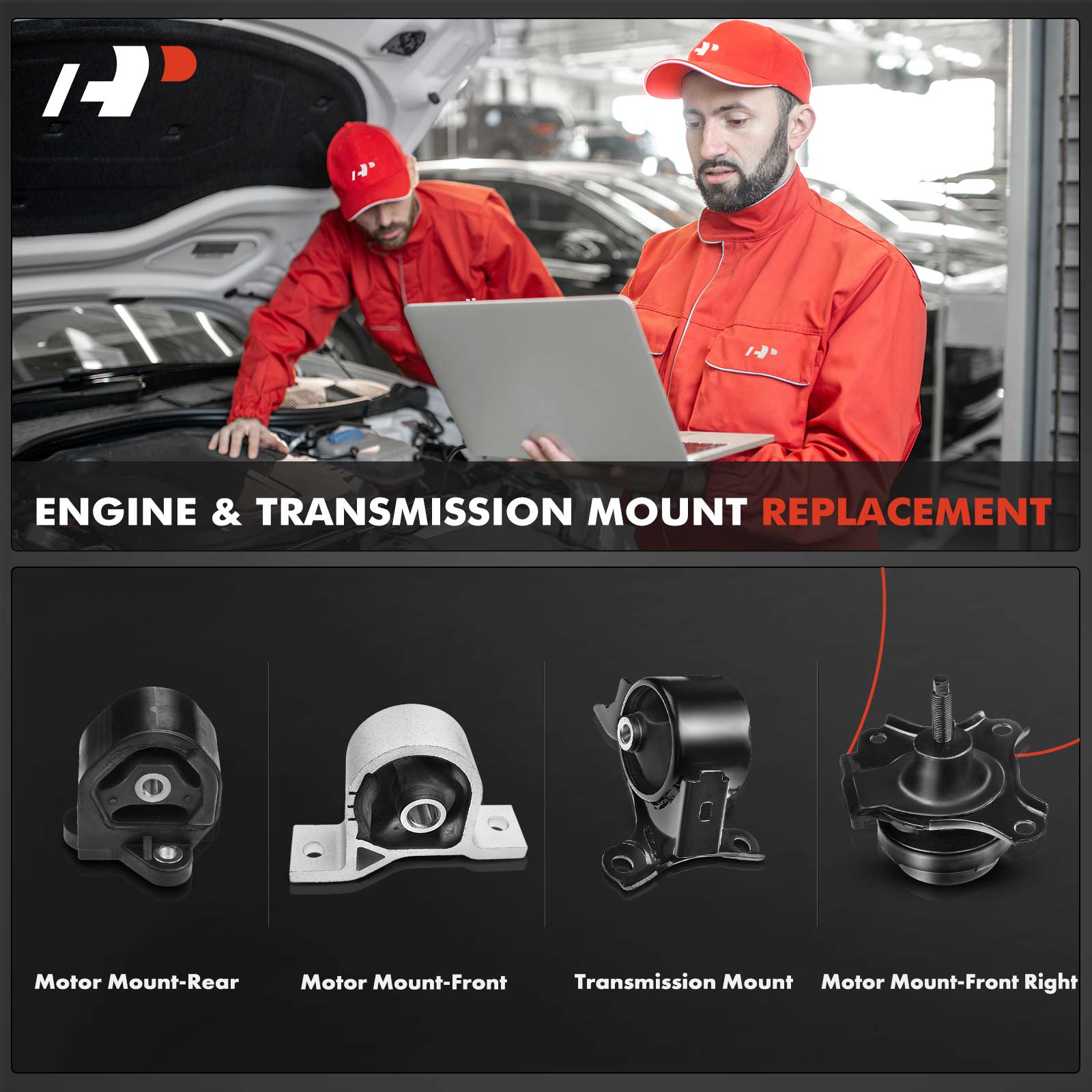 APEM030 4-Pc Front and Rear Engine Motor & Transmission Mount Kit - Image 2