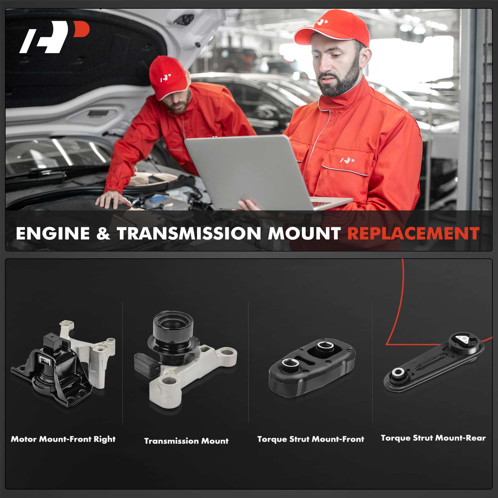 APEM035 4-Pc Front and Rear Engine Motor & Transmission Mount Kit - Image 2