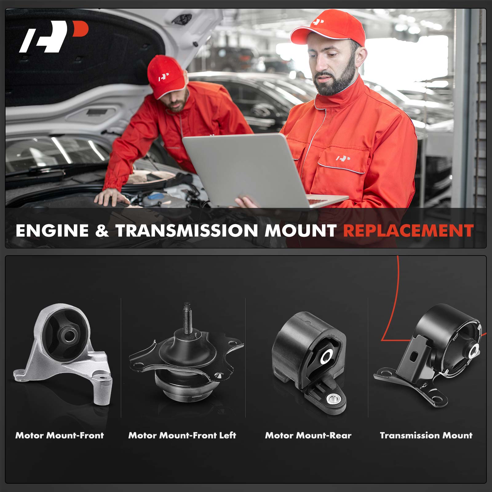 APEM058 4-Pc Front and Rear Engine Motor & Transmission Mount Kit - Image 2