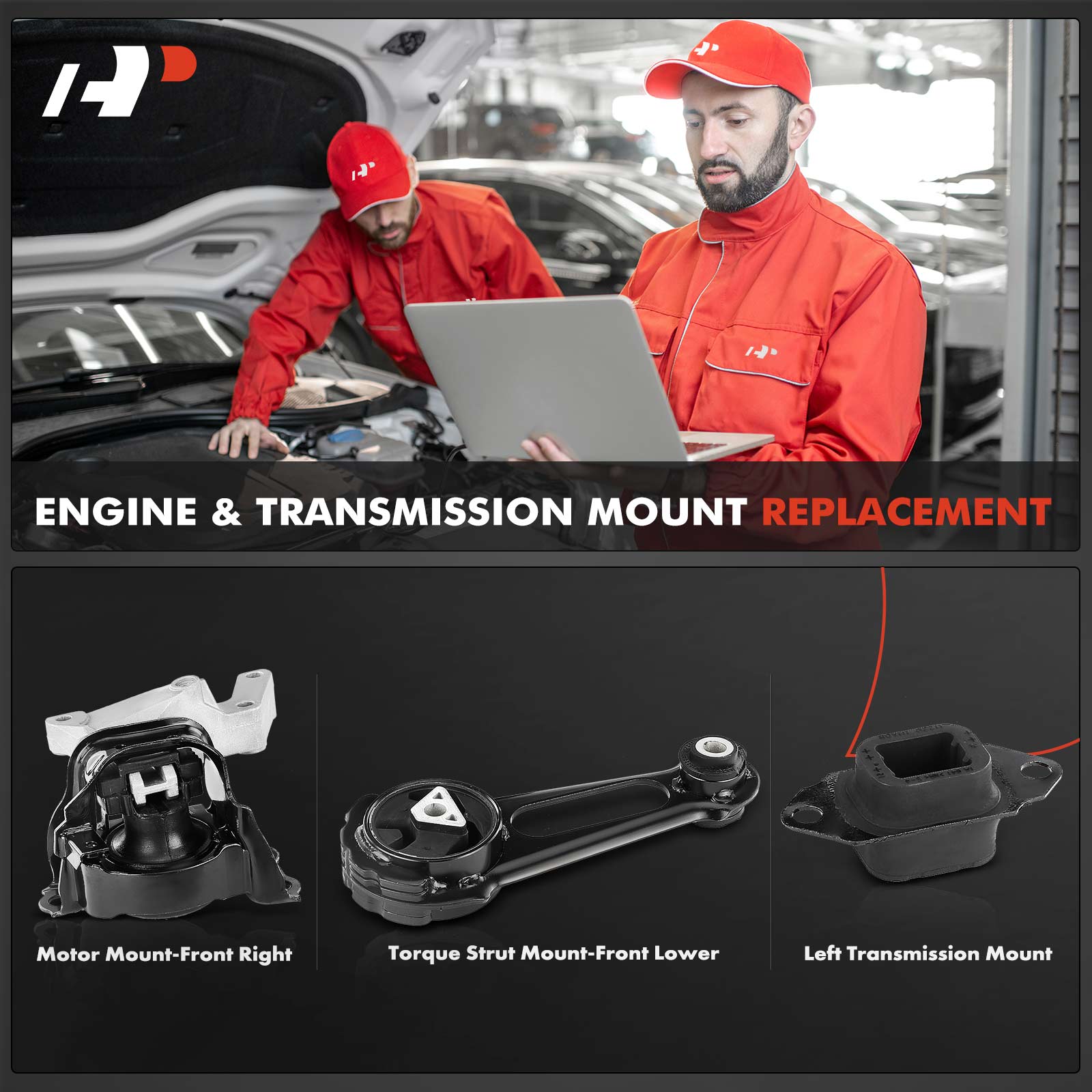 APEM173 3-Pc Front, Driver Side Engine Motor & Transmission Mount Kit - Image 2
