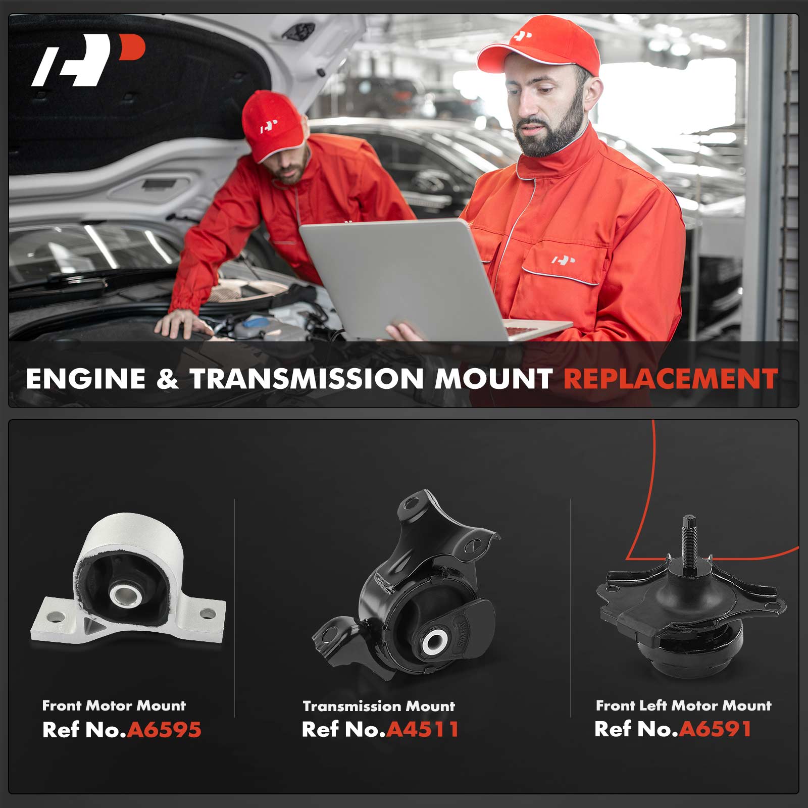 APEM266 3-Pc Front Engine Motor Mount & Transmission Mount Kit - Image 2