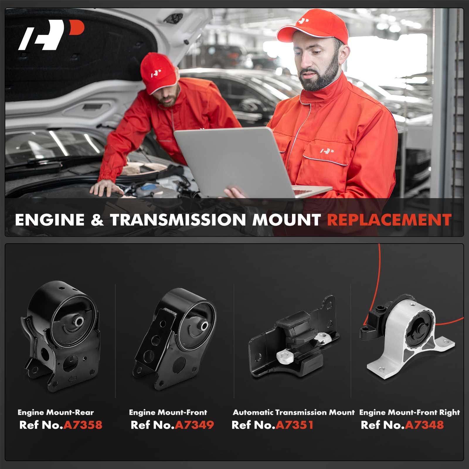 APEM796 4-Pc Front and Rear Engine Motor & Transmission Mount Kit - Image 2