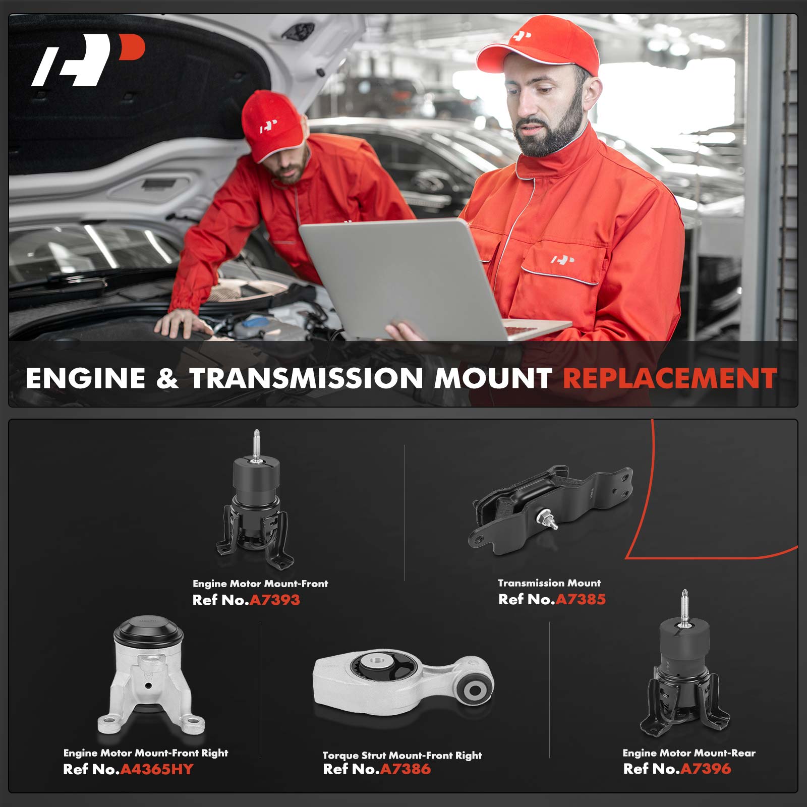 APEM808 5-Pc Front and Rear Engine Mount & Transmission Mount Kit - Image 2