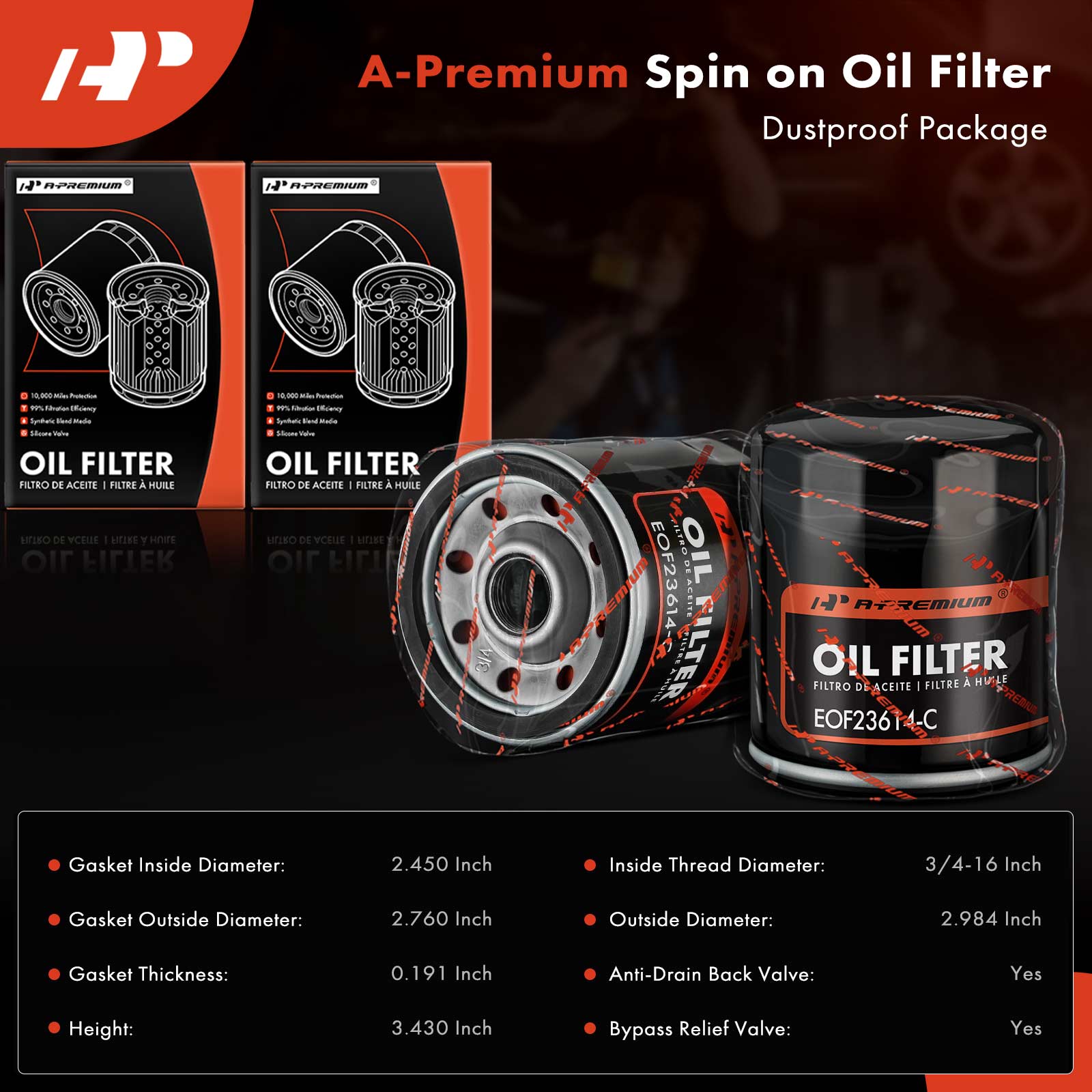 APEOF082 2 Pcs Engine Oil Filter - Image 2