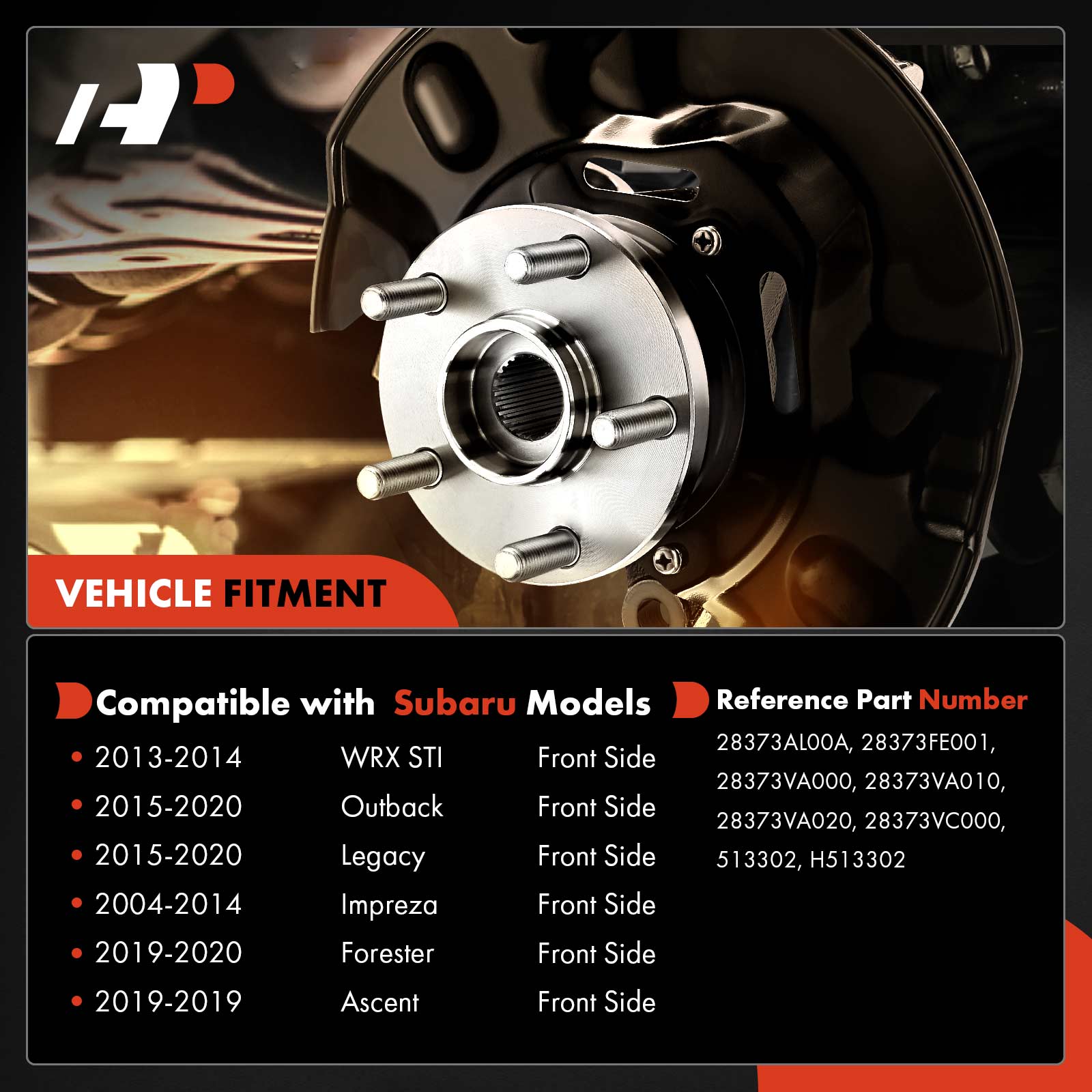 APHB0097 2x Front Wheel Bearing & Hub Assembly - Image 2