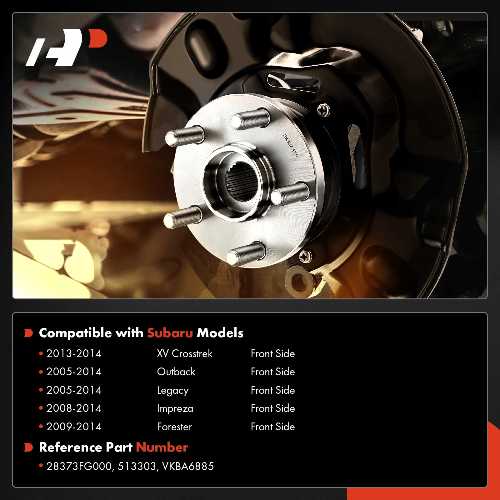 APHB0289 2x Front Wheel Bearing & Hub Assembly - Image 2