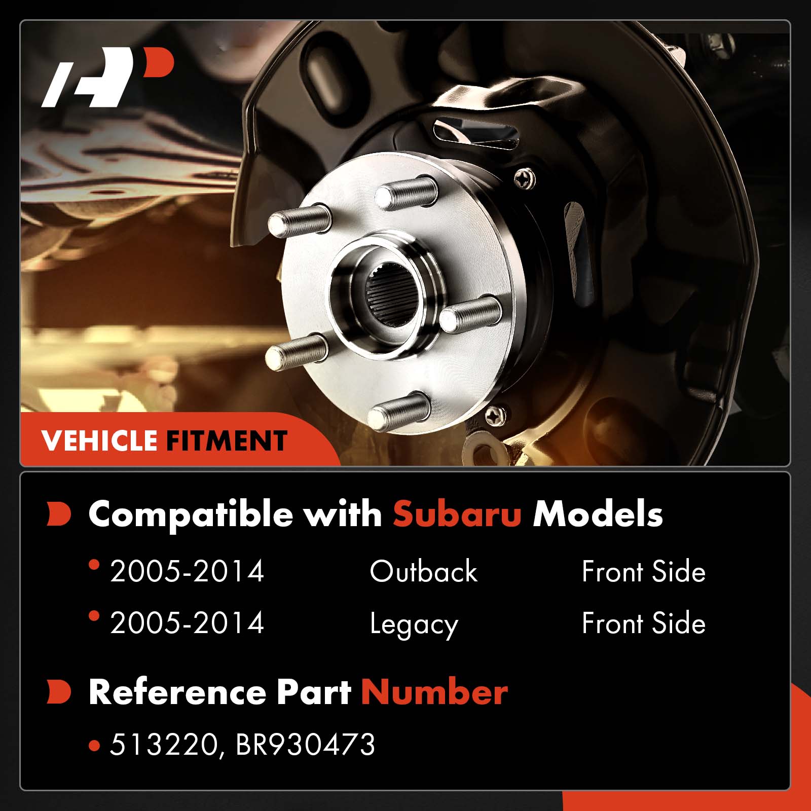 APHB0406 2x Front Wheel Bearing & Hub Assembly - Image 2